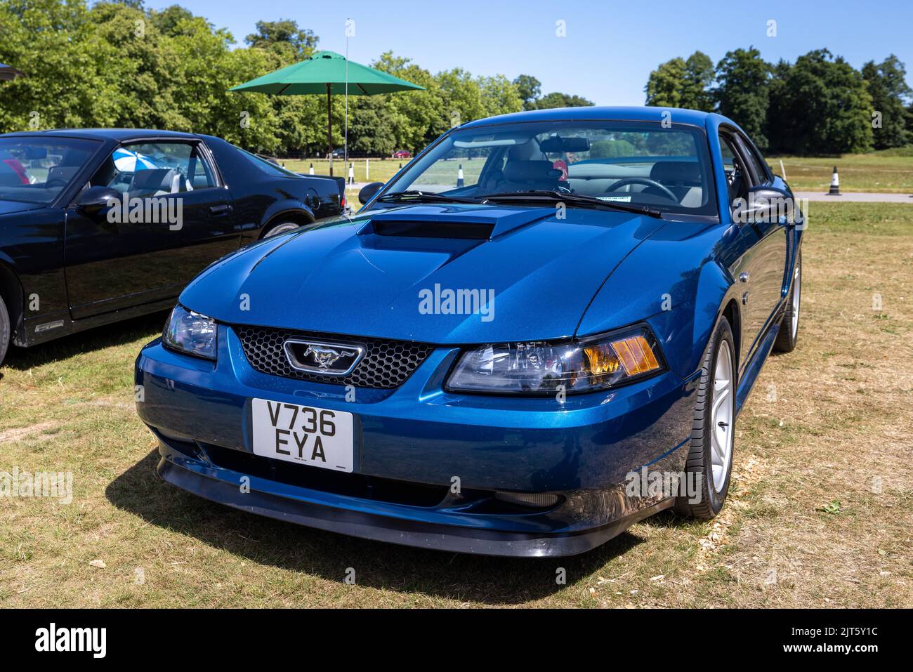 2000 Ford Mustang GT, on display at the American Auto Club Rally of the Giants, held at Blenheim Palace on the 10th July 2022 Stock Photo