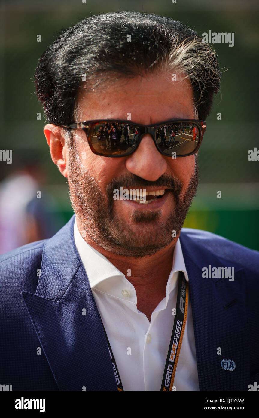 FIA Mohamed Ben Sulayem pictured before the F1 Grand Prix of Belgium auto race, in Spa-Francorchamps, Sunday 28 August 2022. The Spa-Francorchamps Formula One Grand Prix takes place this weekend, from August 26th to August 28th. BELGA PHOTO VIRGINIE LEFOUR Stock Photo