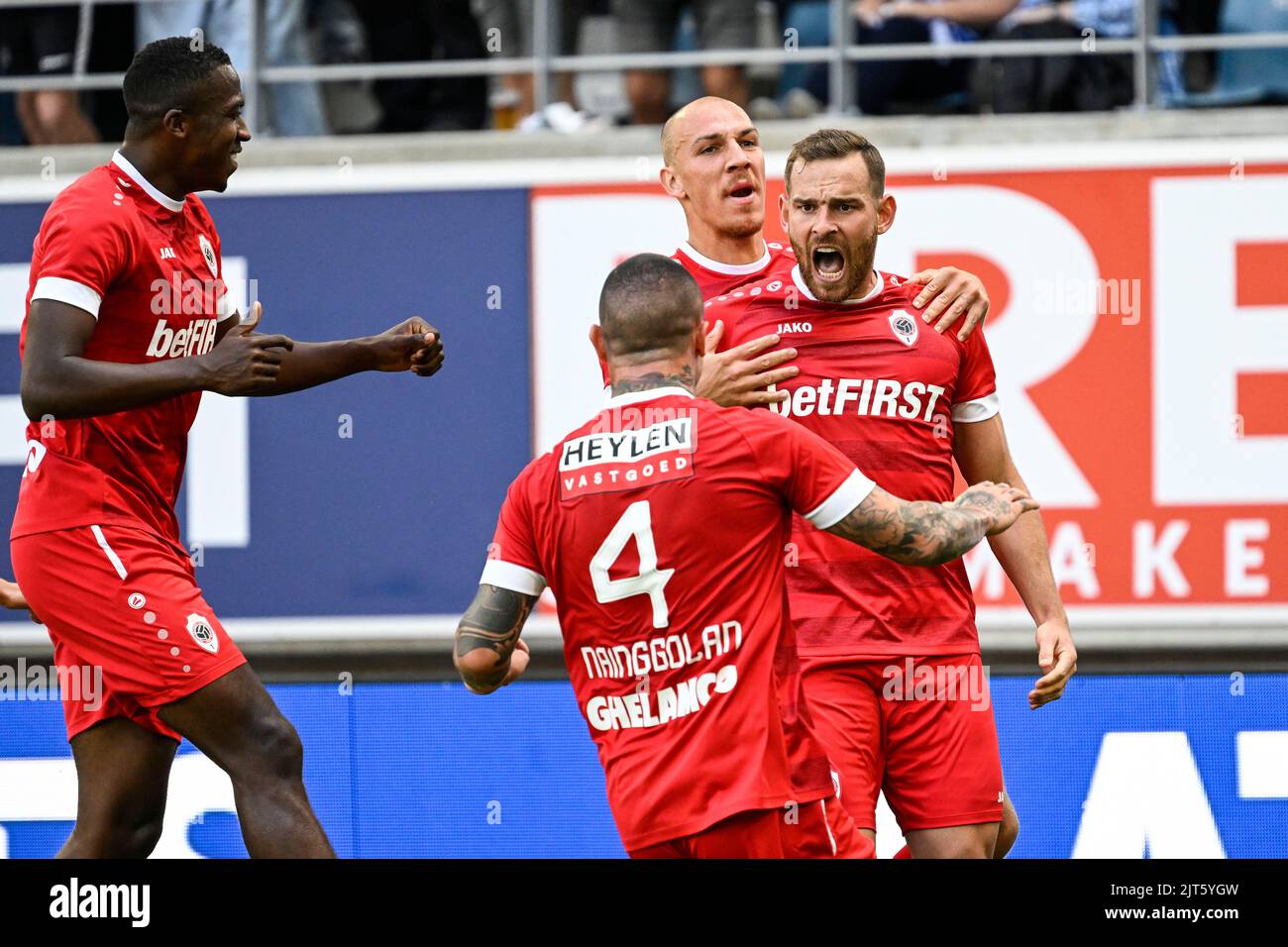 Antwerp's Vincent Janssen celebrates after scoring during a soccer
