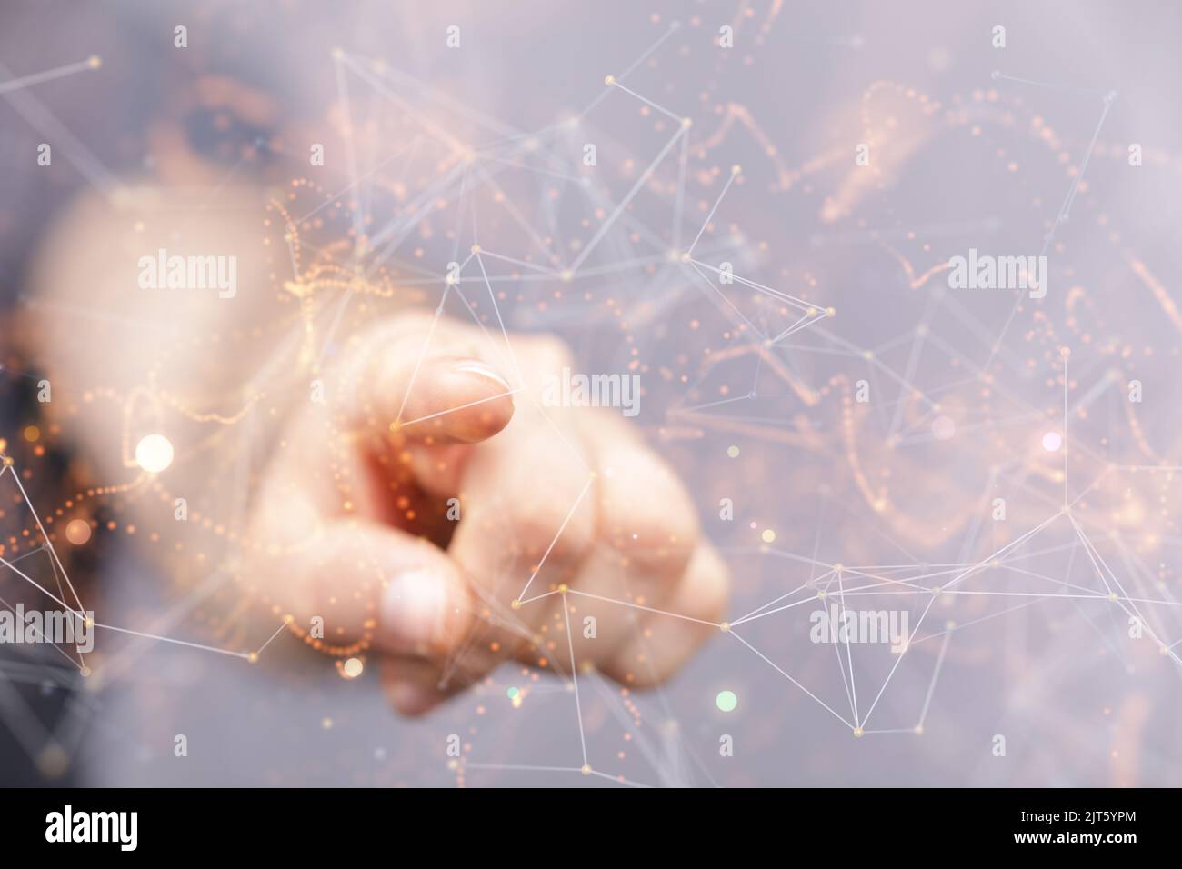 A 3D rendered digital network hovering in mans hand Stock Photo - Alamy