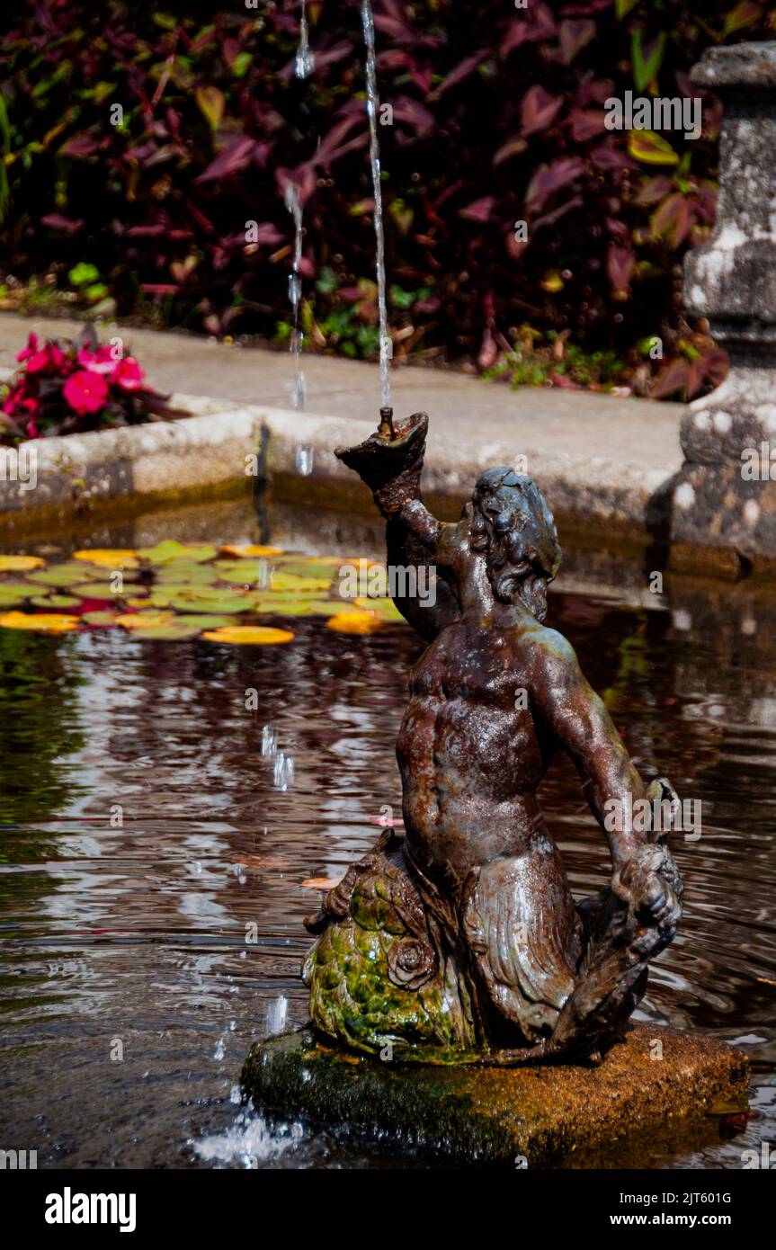 Merman fountain and pond at Powerscourt Garden in County Wicklow