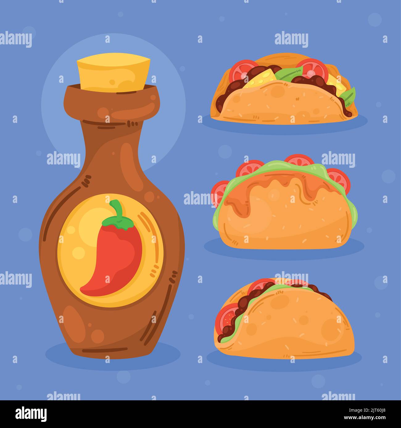 four mexican food set icons Stock Vector Image & Art - Alamy