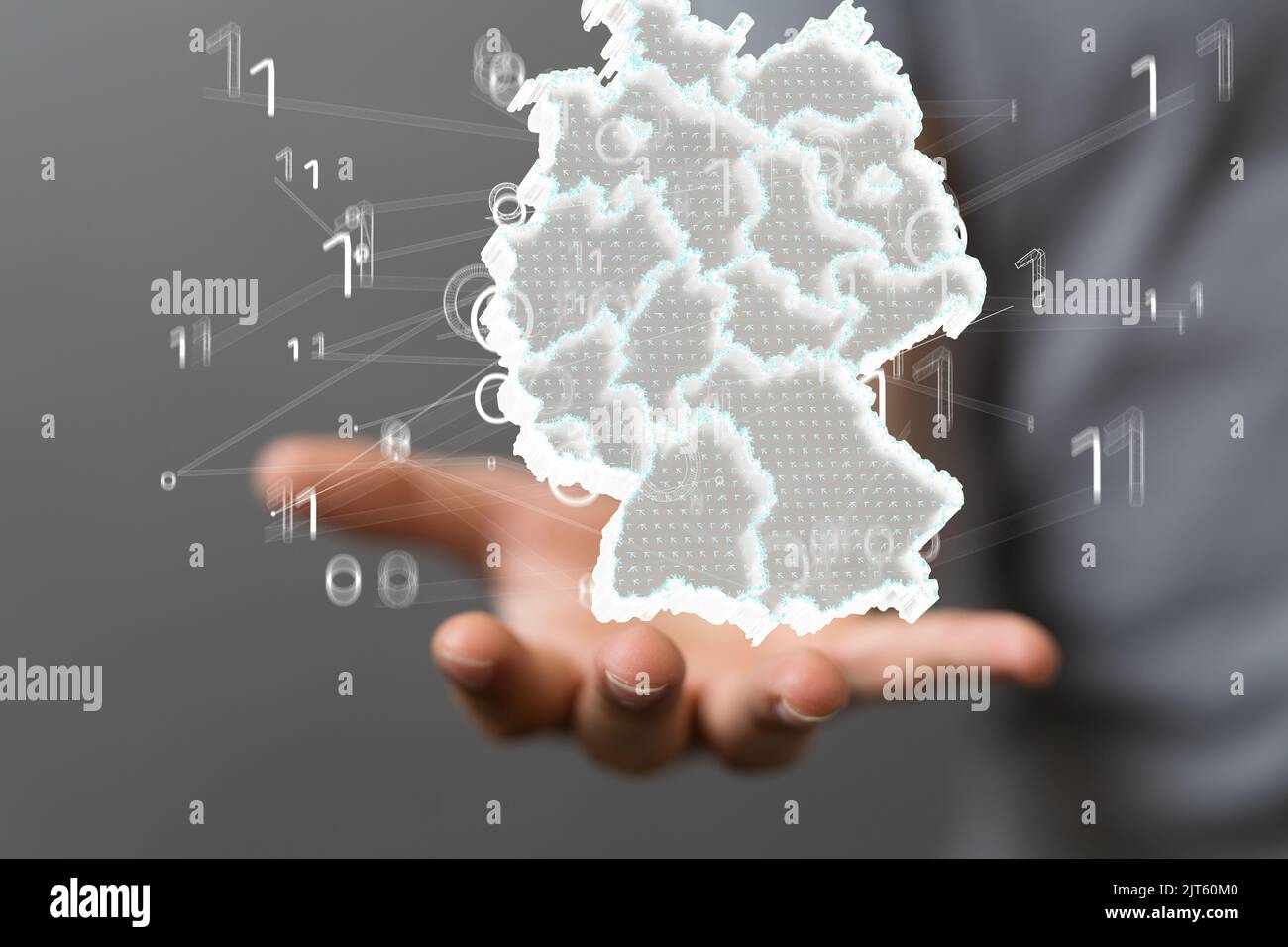 A 3D rendered German map hovering in man's hand Stock Photo - Alamy
