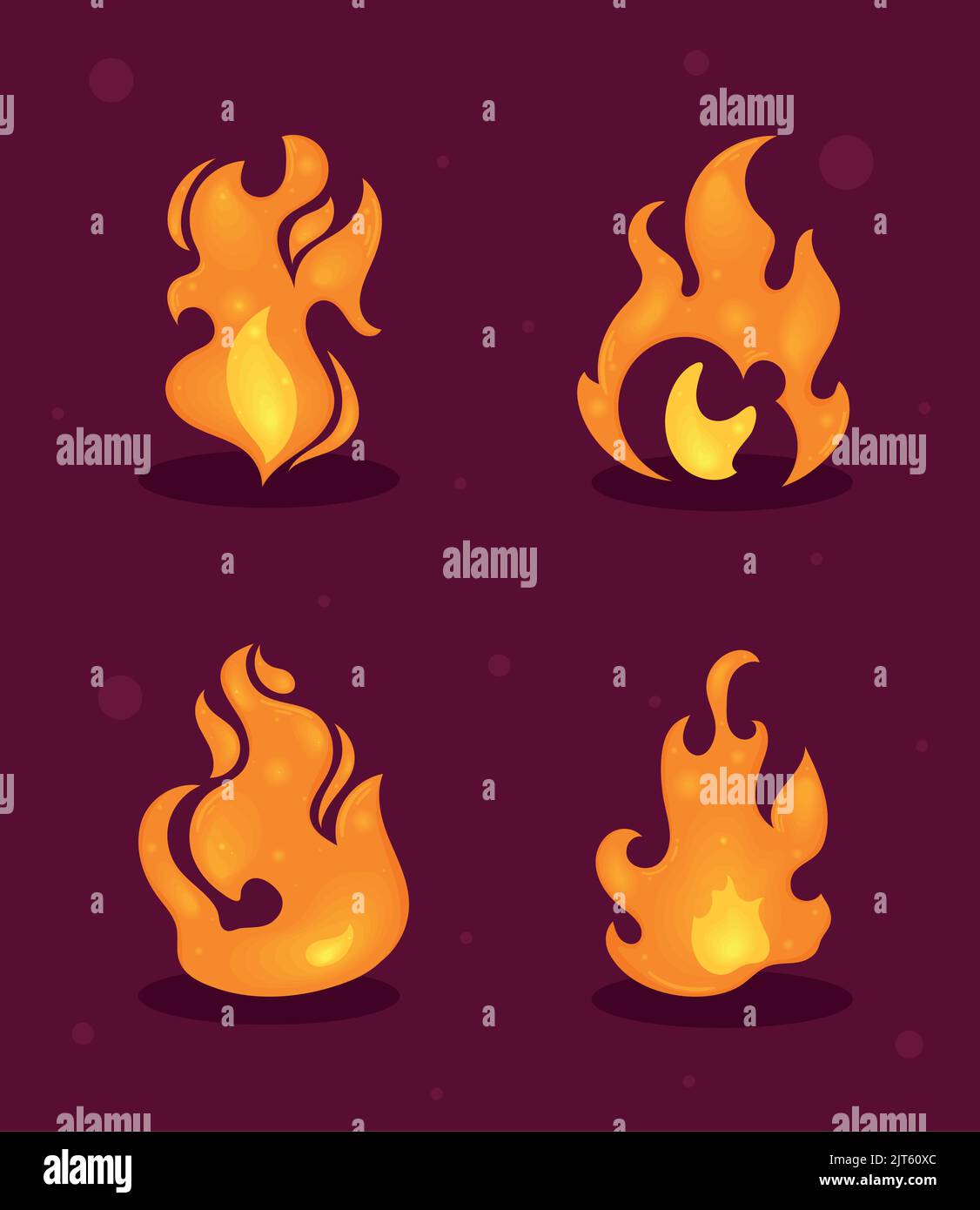 fire flames set four icons Stock Vector Image & Art - Alamy