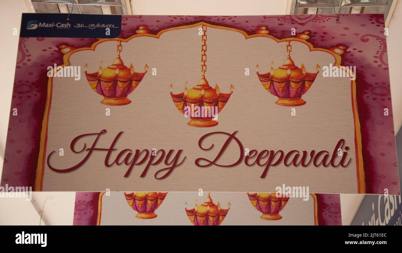 Sign for Happy Deepavail, Little India, Singapore Stock Photo