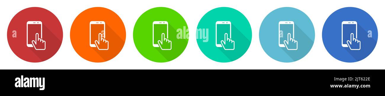 Smartphone, mobile phone icon set, flat design vector illustration in 6 ...