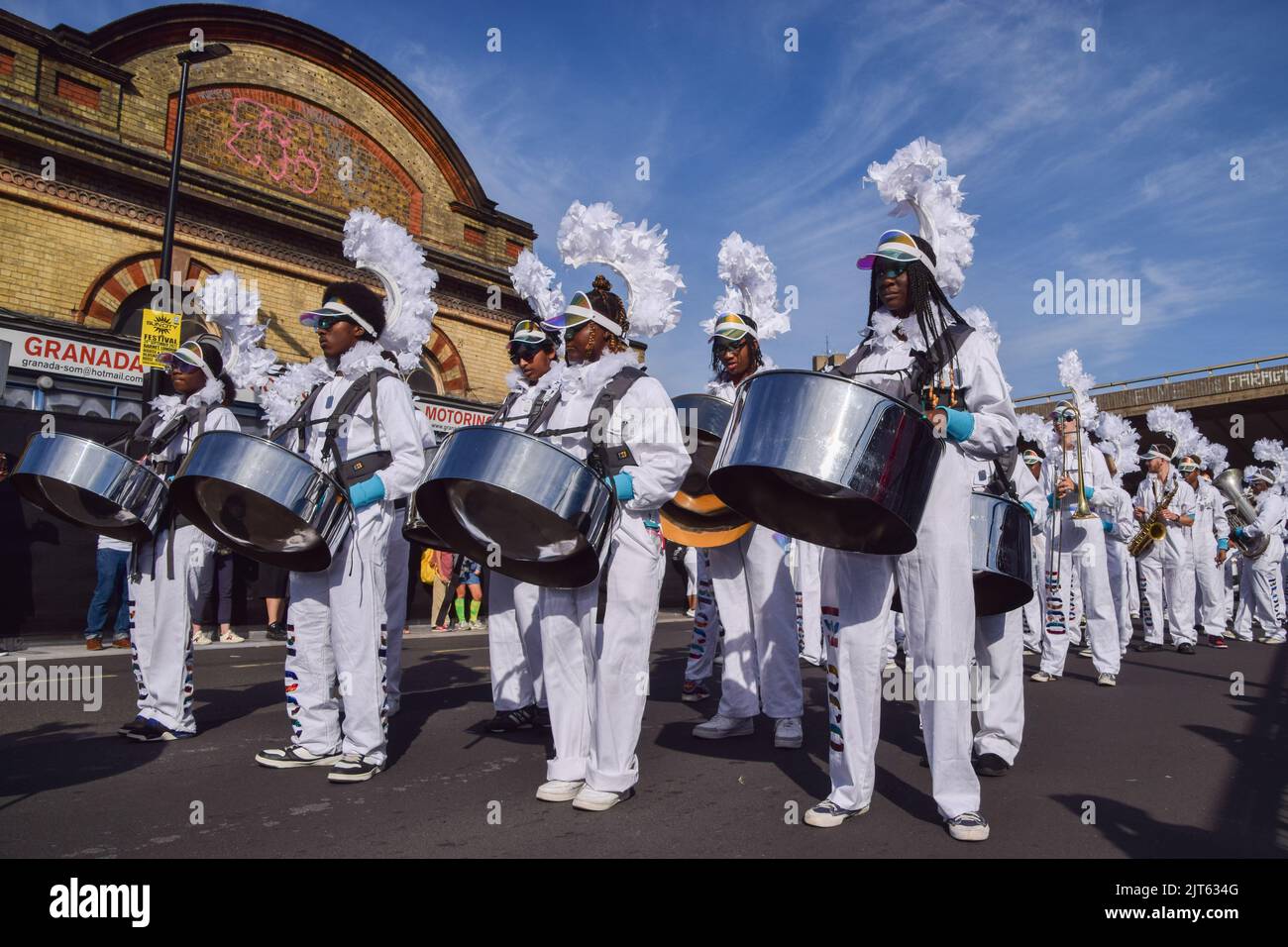 London, UK. 28th August 2022. Dancers and musicians kick off the