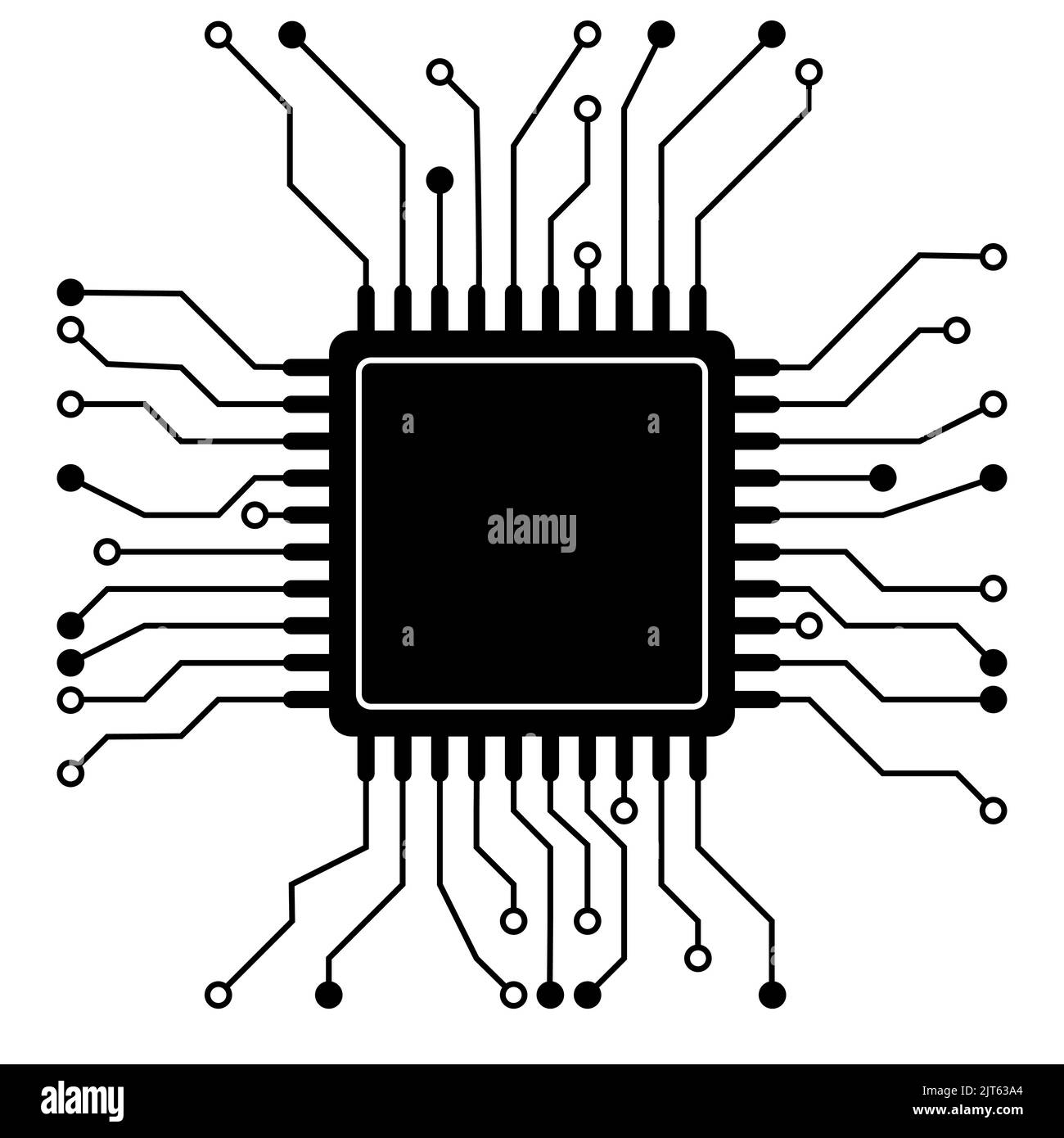 Motherboard chip central processing unit, symbol, cpu digital high technology Stock Vector