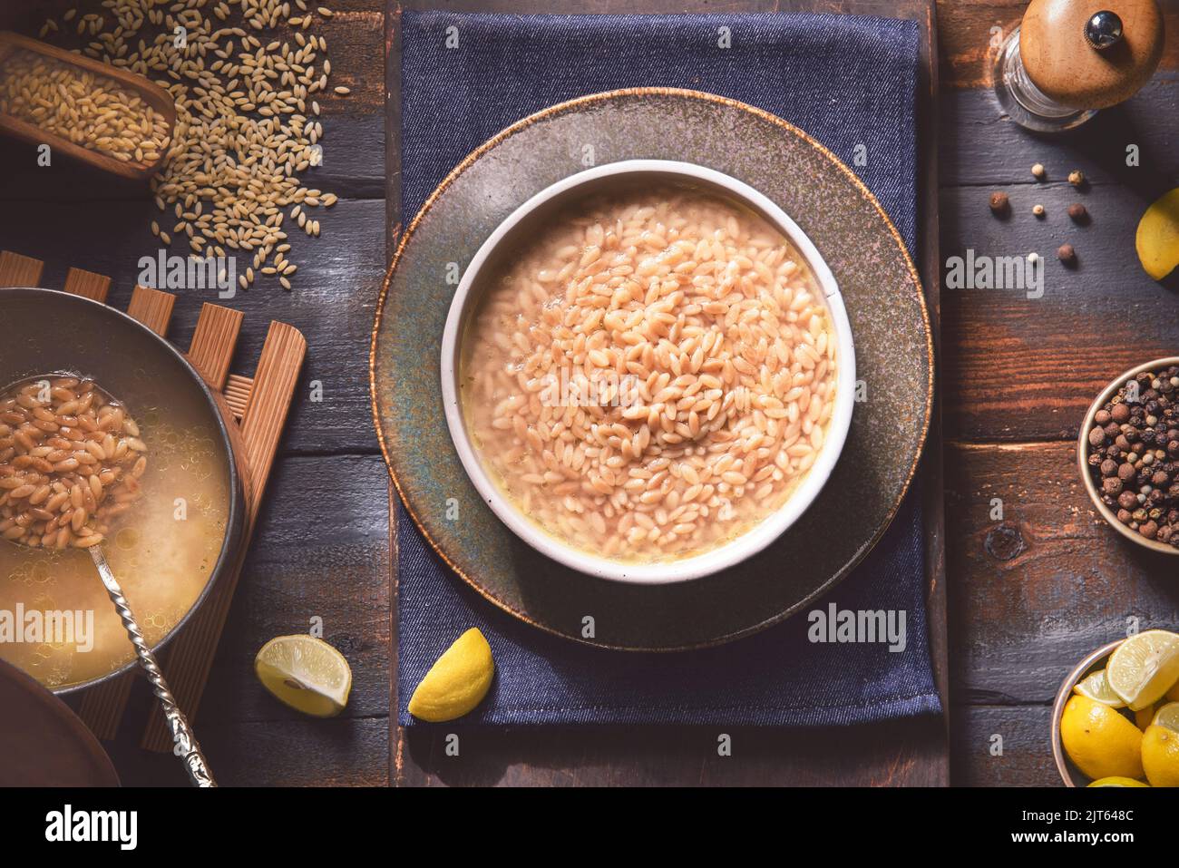 Arabic Cuisine; Traditional Egyptian Orzo soup or Bird Tongue soup. It