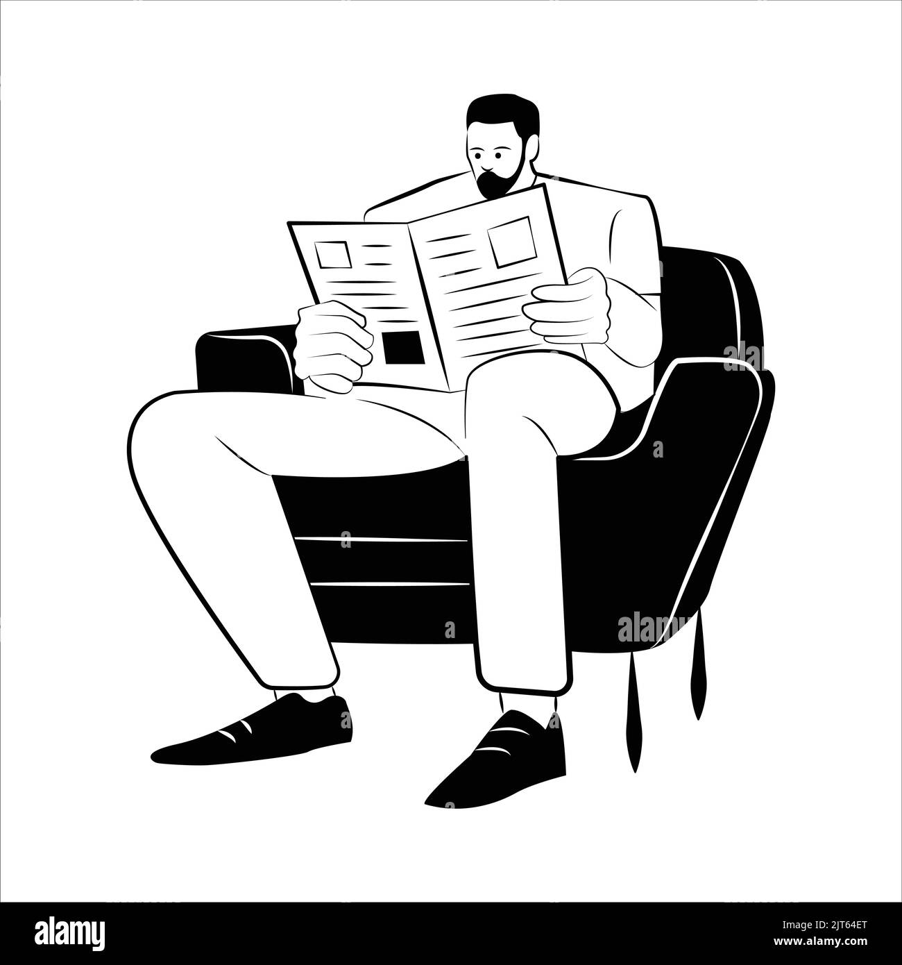 Man Sitting Reading Newspaper Stock Vector Images Alamy