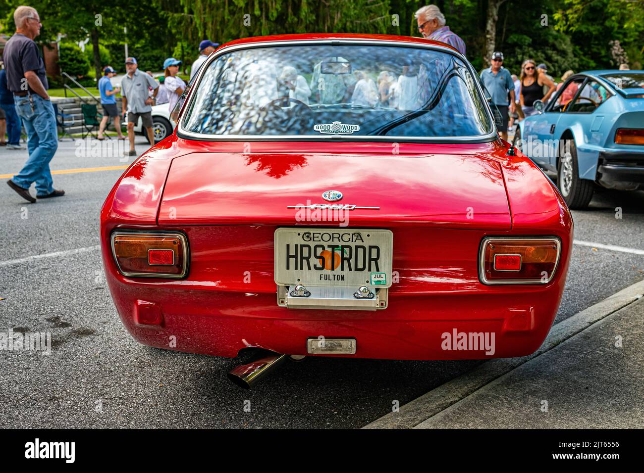 Highlands, NC June 10, 2022 Low perspective rear view of a 1971 Alfa Romeo 1750 GTV Hardtop