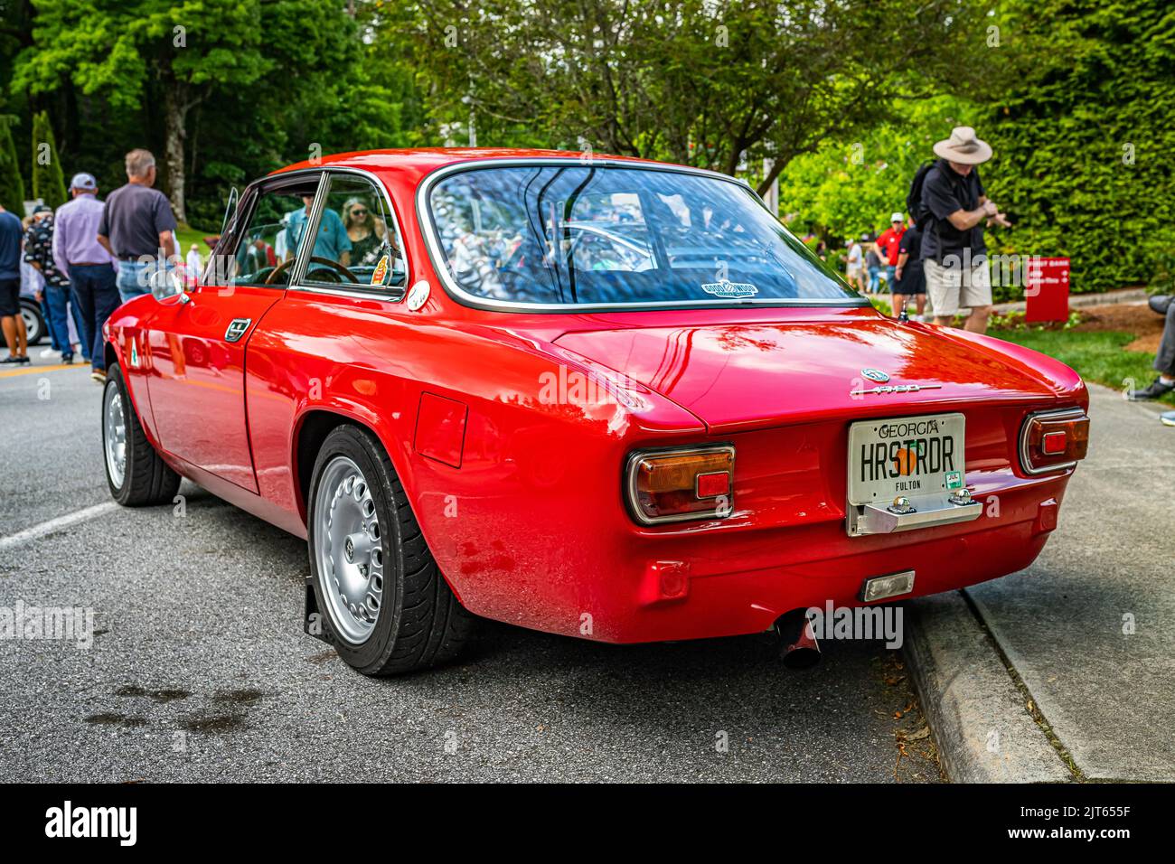 Highlands, NC June 10, 2022 Low perspective rear corner view of a 1971 Alfa Romeo 1750 GTV