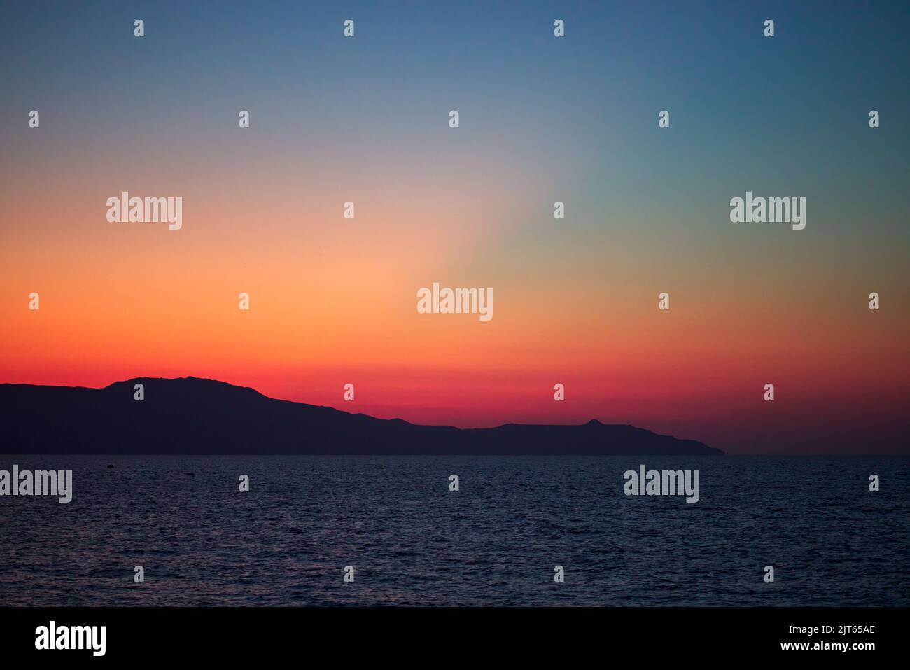 Beautiful sea at sunset time in Chania Crete - Greece Stock Photo
