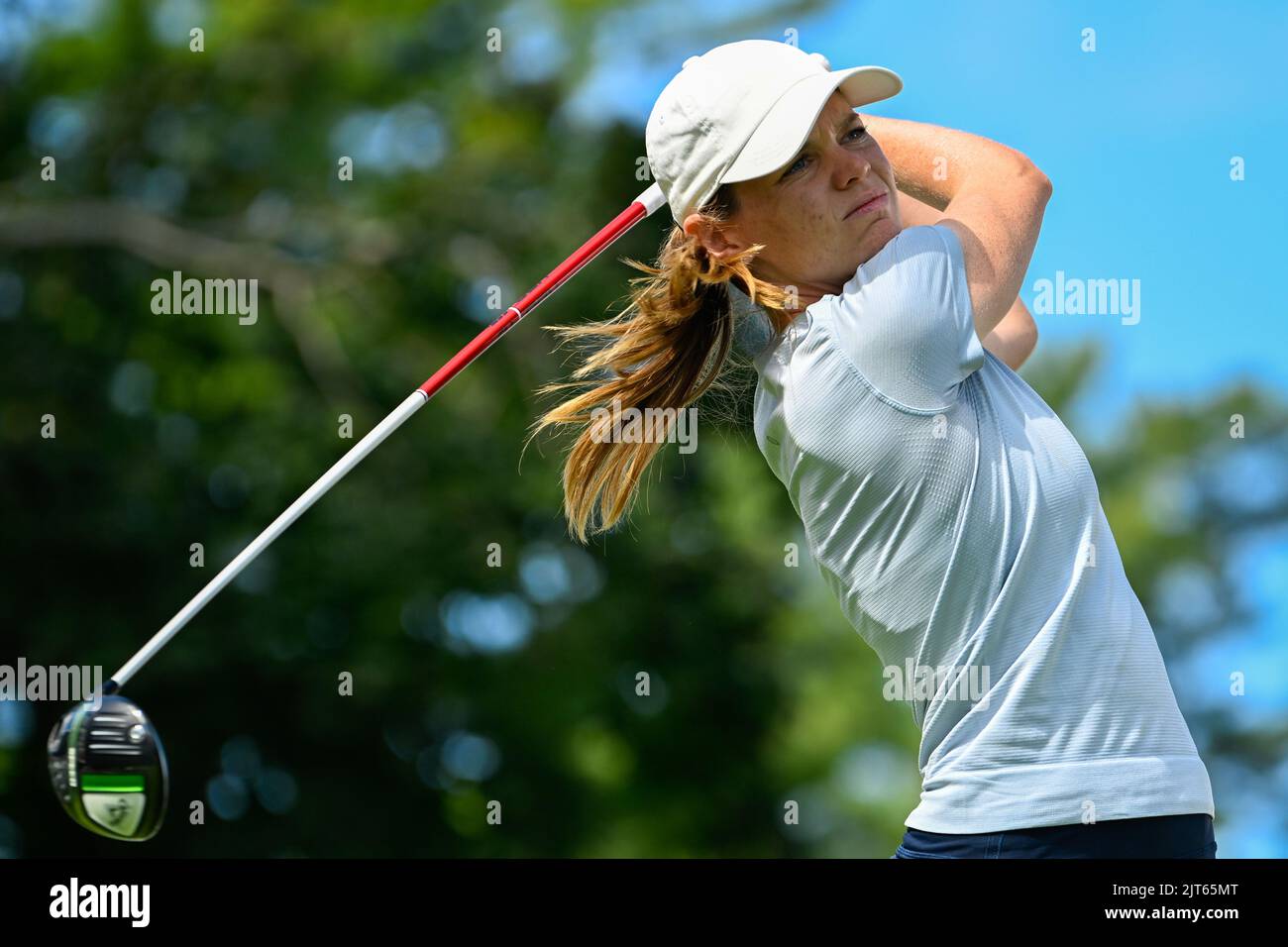 OTTAWA, ON - AUGUST 27: Sarah Schmelzel (USA) watches her tee shot on 1 ...