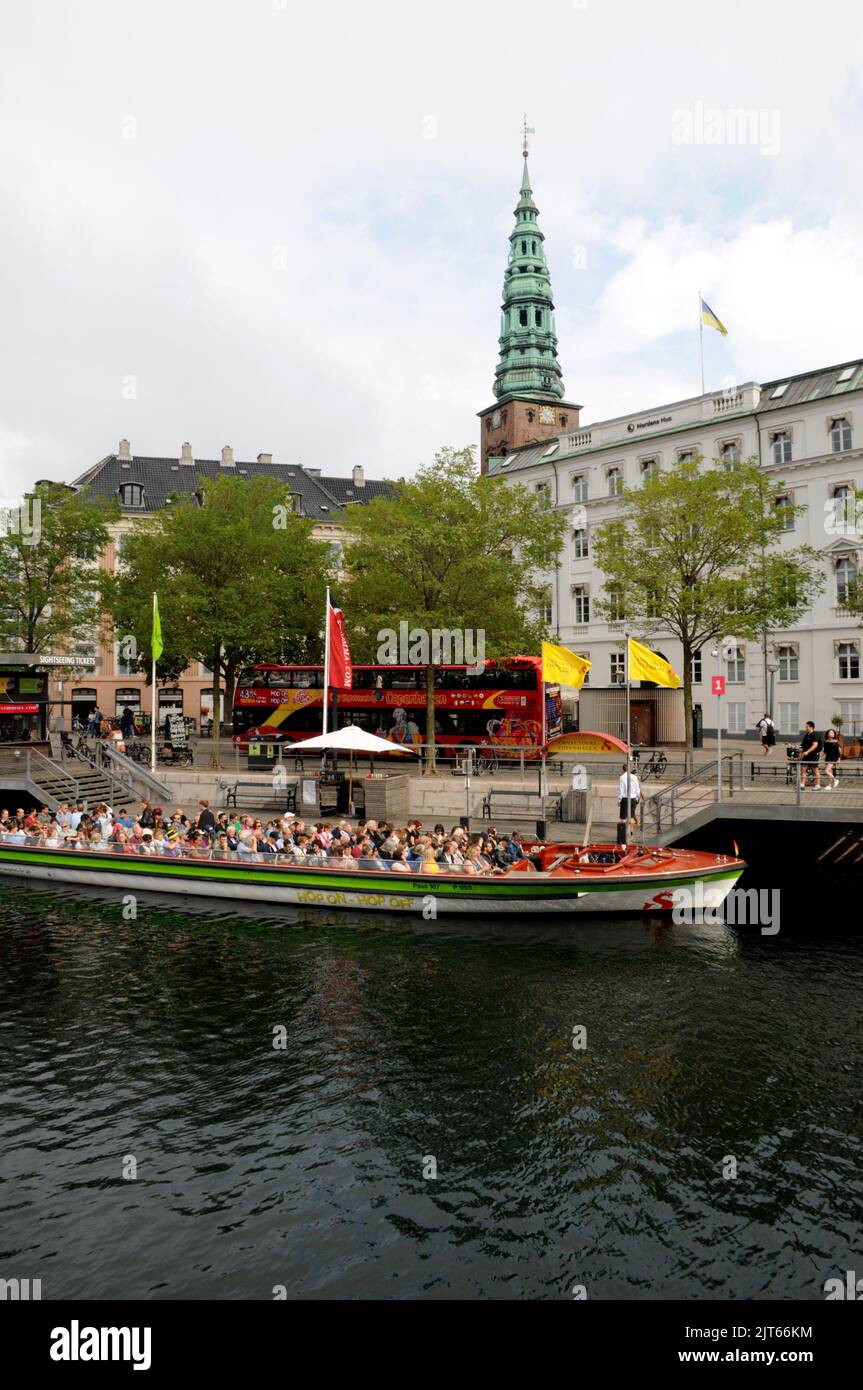 Copenhagen /Denmark/28 August 2022/Hop on hop off bus and boat ride ...