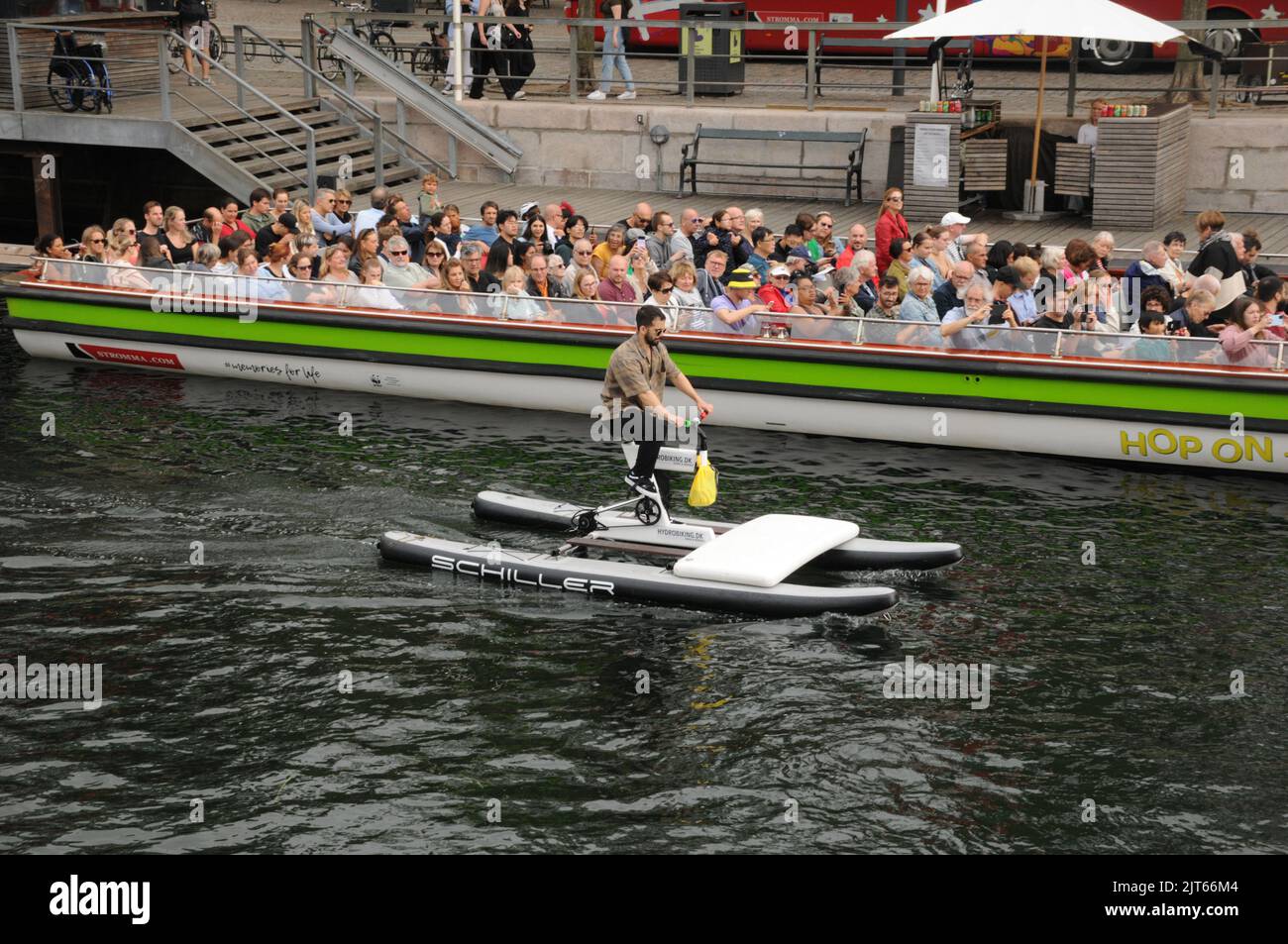 Copenhagen /Denmark/28 August 2022/Hop on hop off bus and boat ride ...