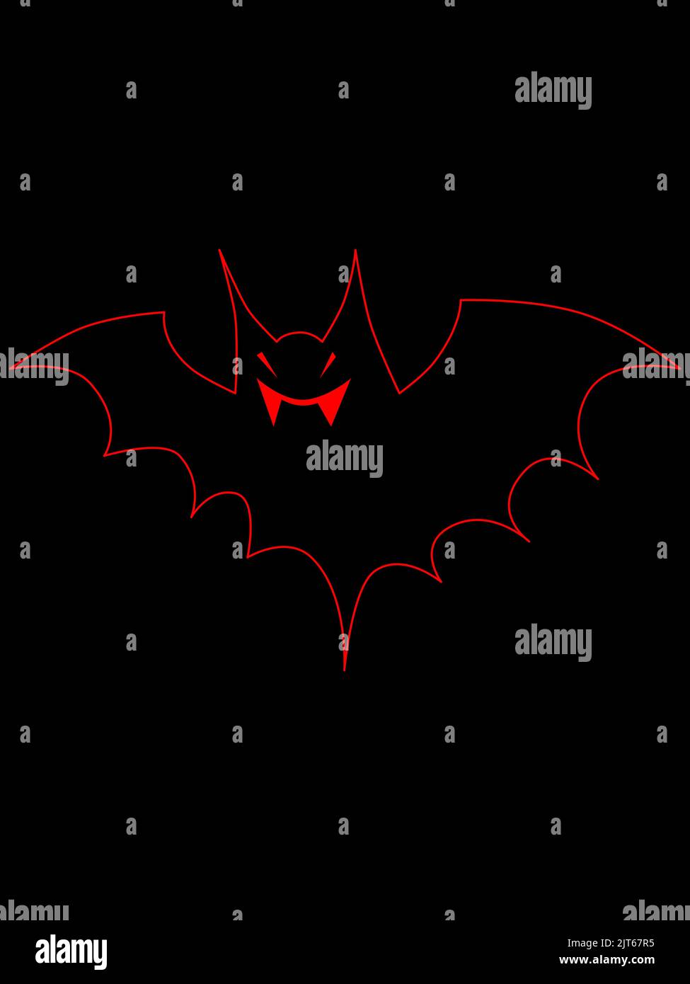 Red bat on a black background. Flying vampire. Vector image of a bat ...