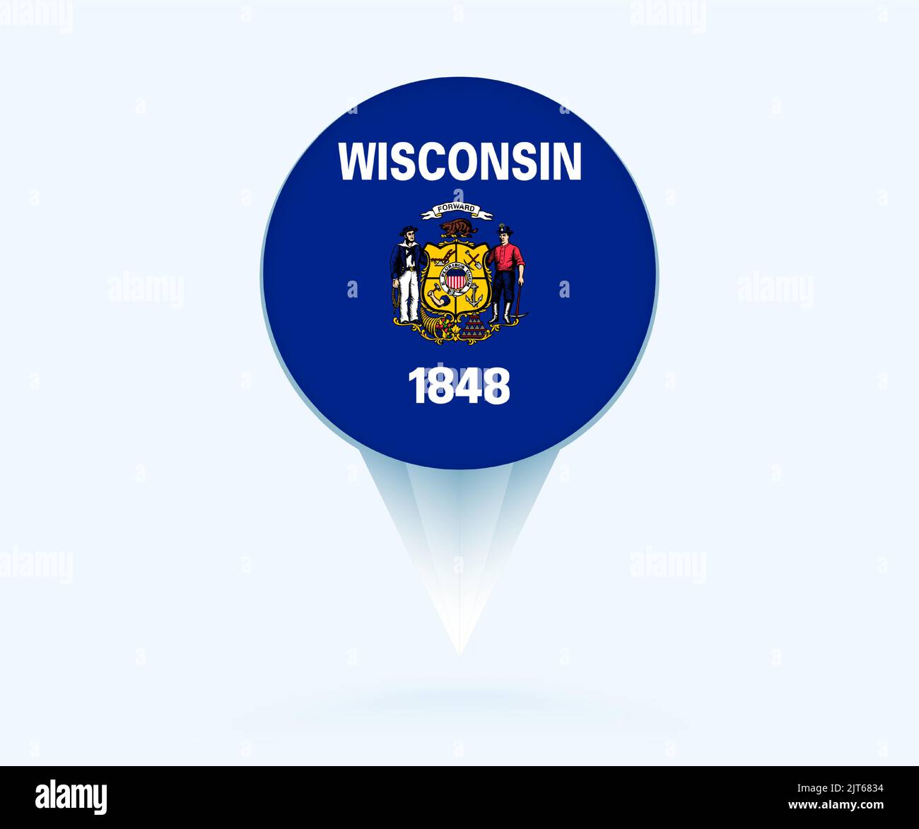 United states map 1848 hi res stock - Map Pointer With Flag Of Wisconsin Vector Flag Sign On Blue Background 2JT6834