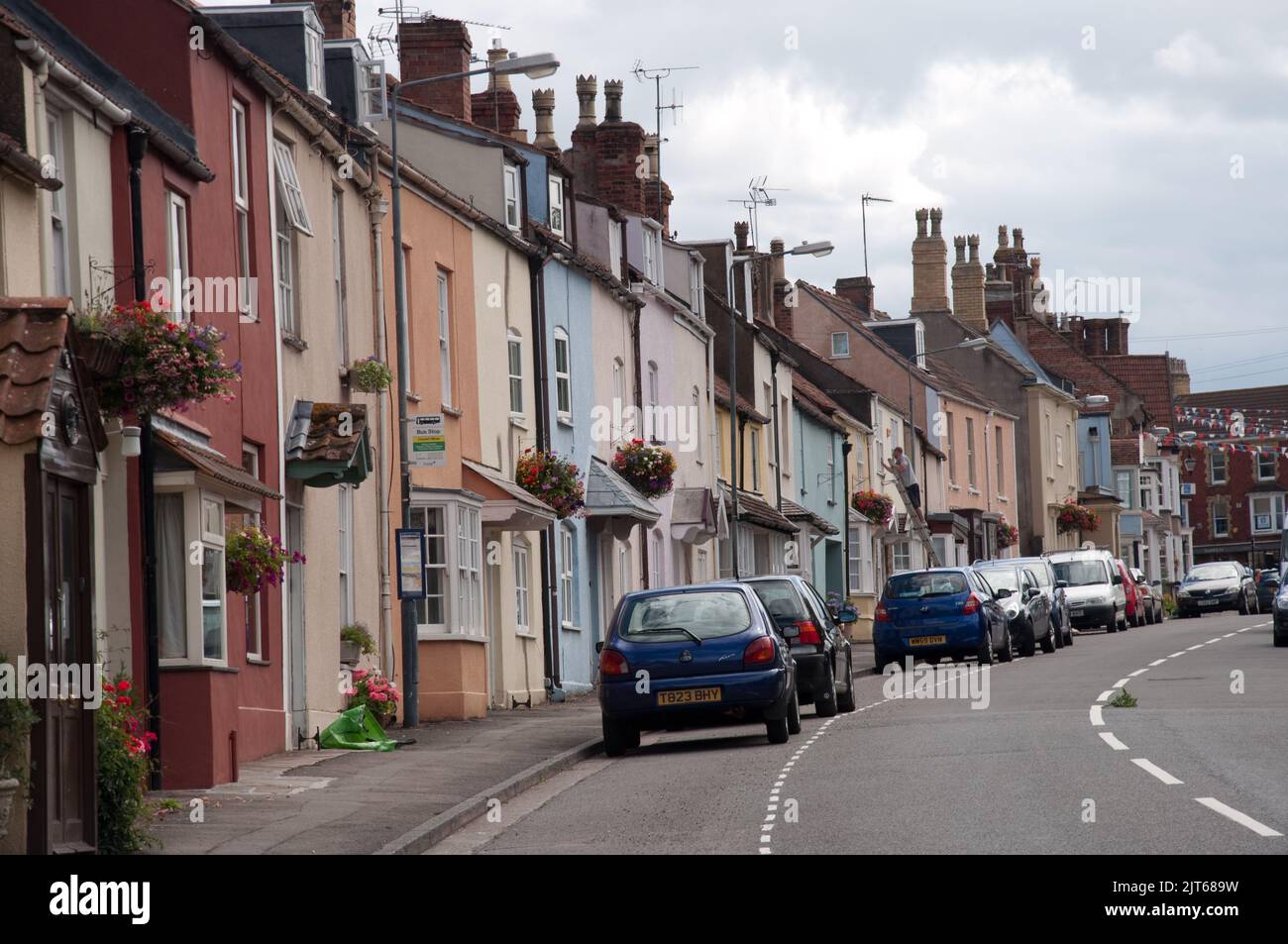 The High Street, Thornbury, Gloucestershire, UK. Pretty painted houses