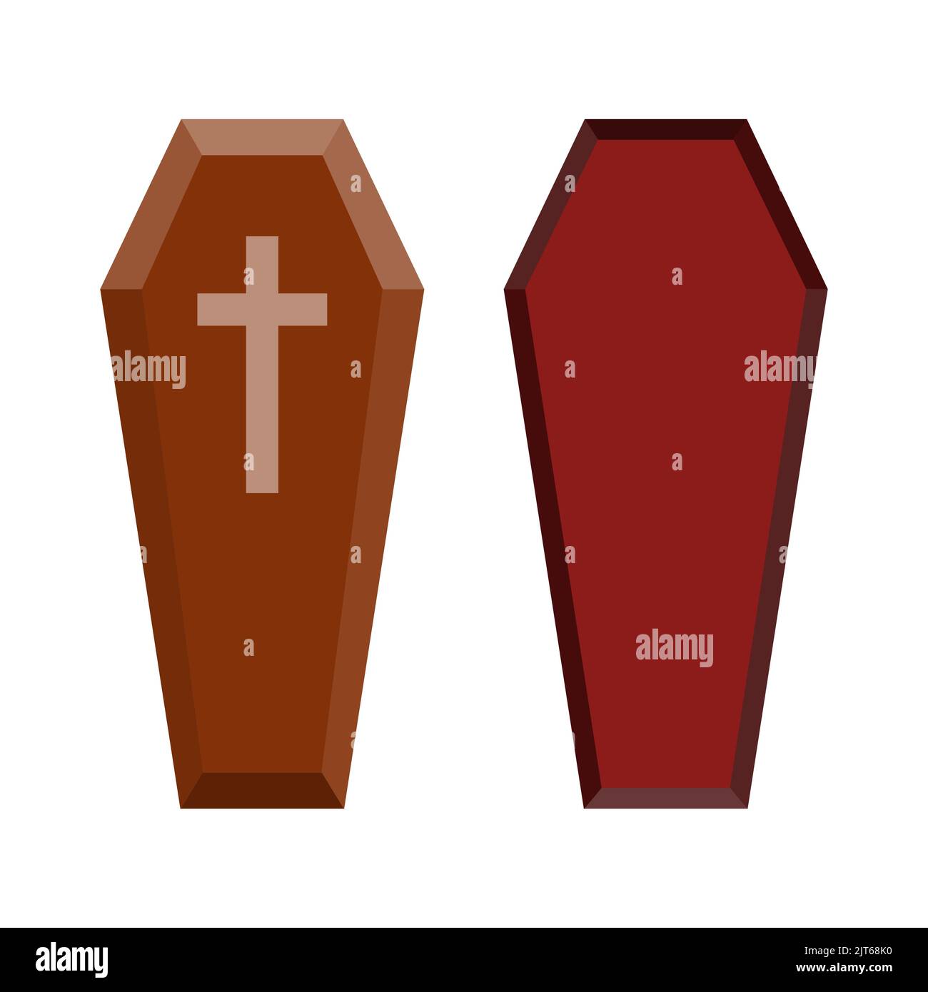 Coffin icons set. Coffin icon with cross. Isolated coffin icon. Vector