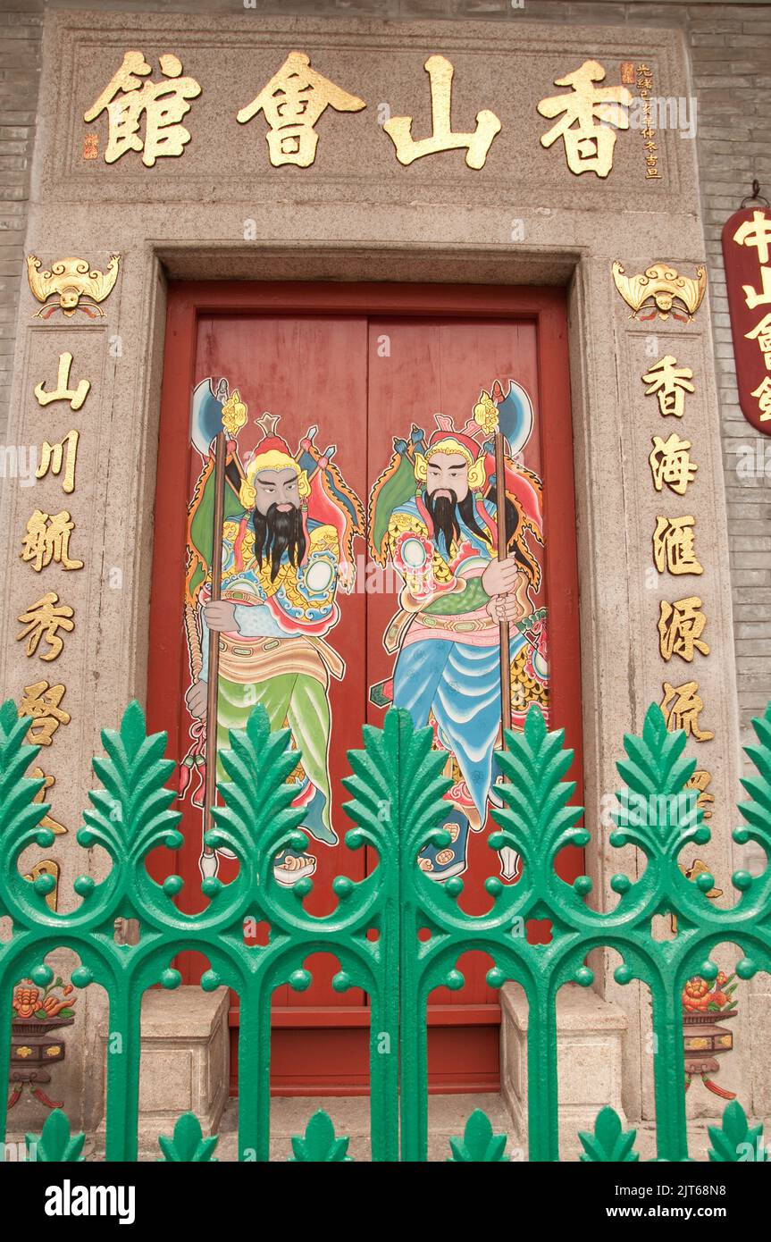Painted doors, Buddhist Temple, Georgetown, Penang, Malaysia, Asia Stock Photo