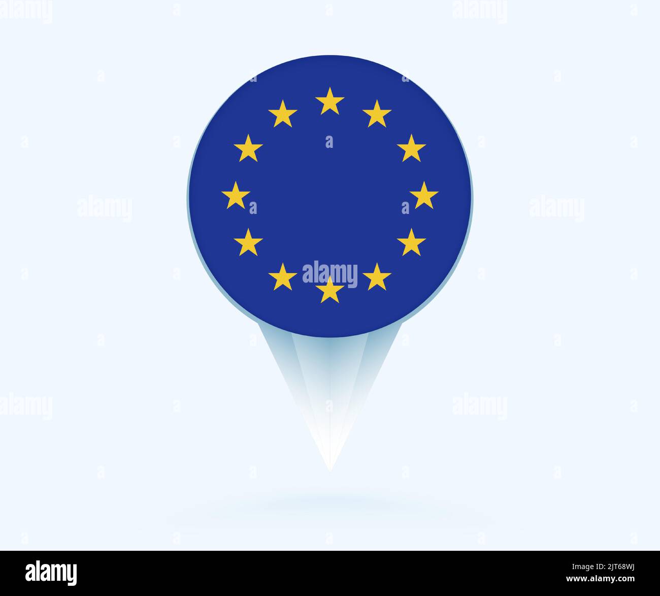 Map pointer with flag of European Union. Vector flag sign on blue ...