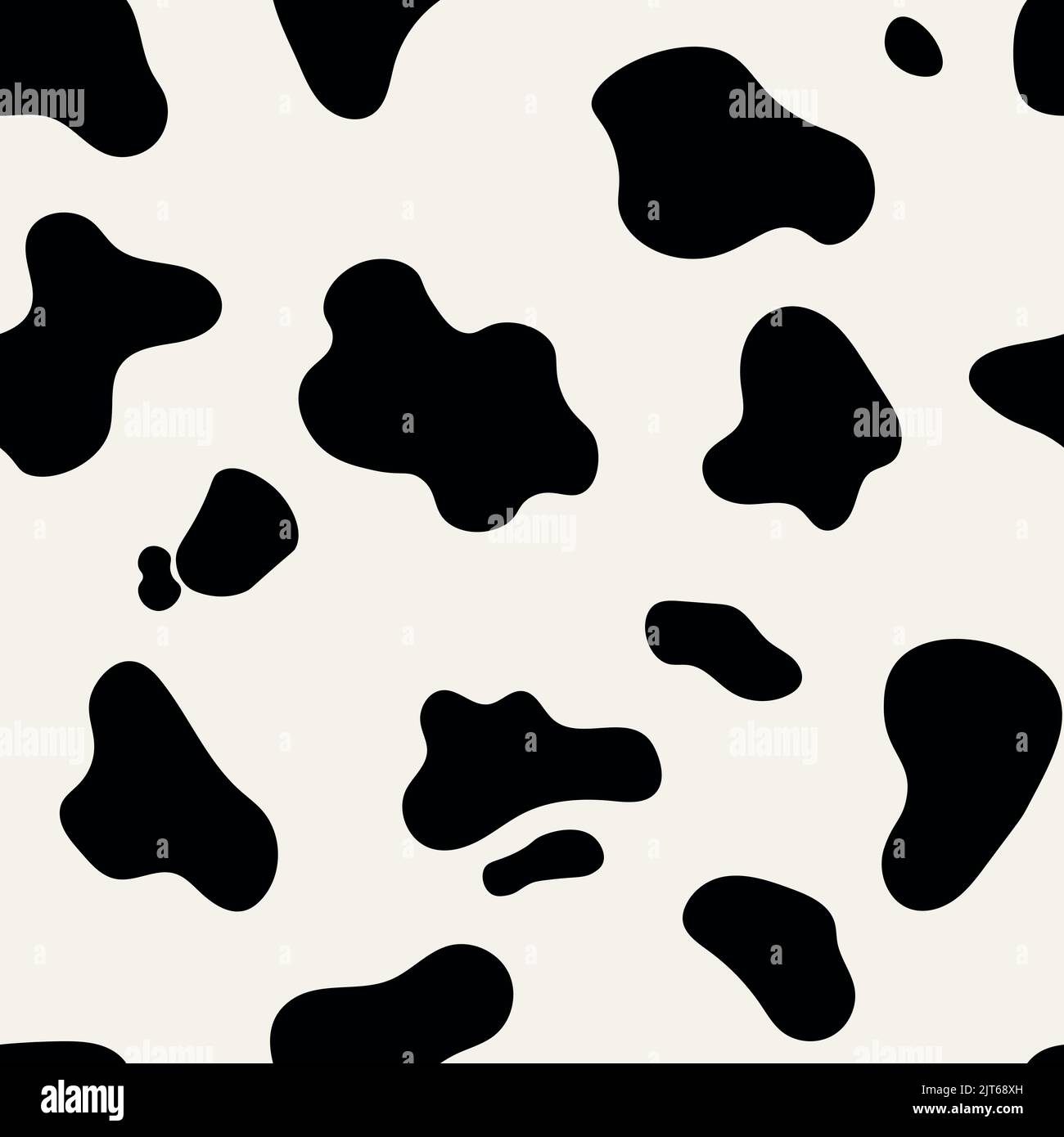Vector seamless pattern of cow skin. Animal skin template. Black and white spotted cow texture Stock Vector