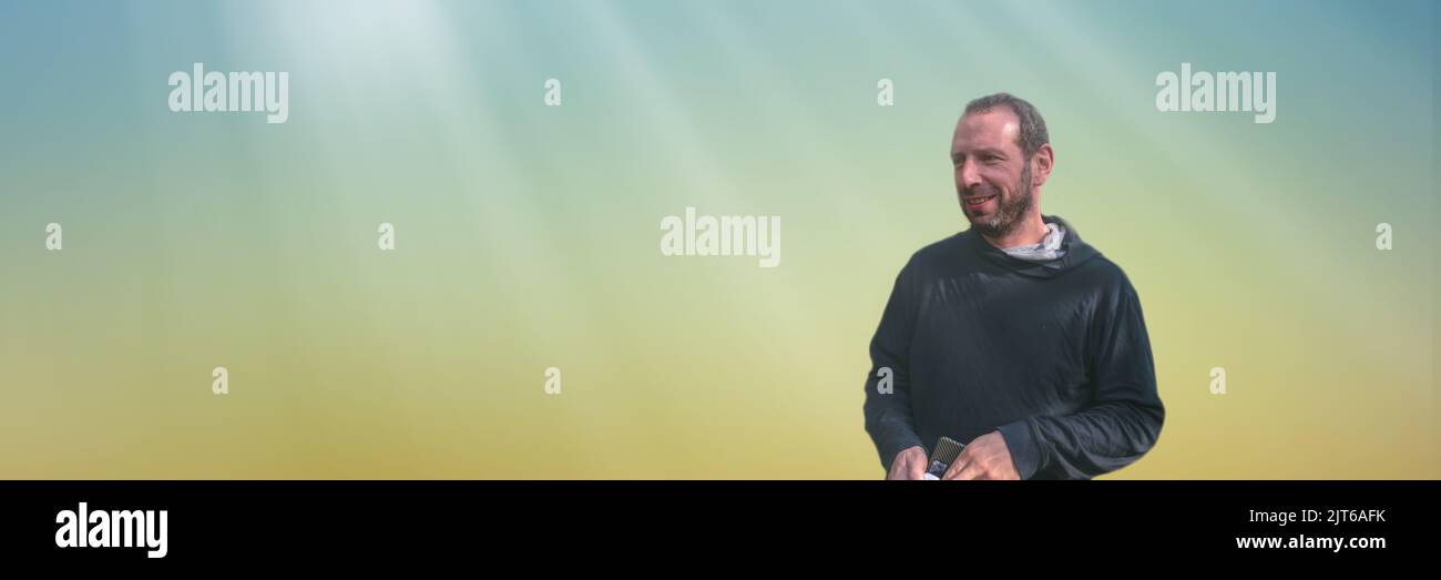 Smiling farmer on a sunny autumn day. Work on farm Stock Photo - Alamy