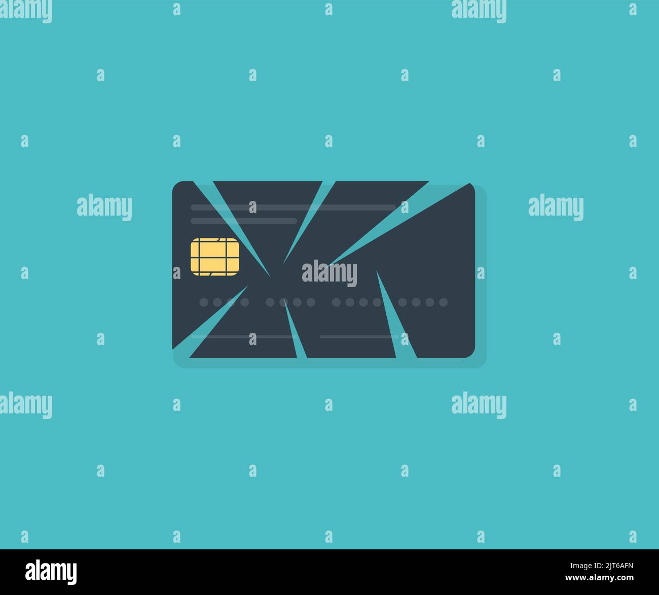 The collapse of the banking system logo design. Isolation, disconnection from Swift.  Economic crisis. Cut credit card vector design and illustration. Stock Vector