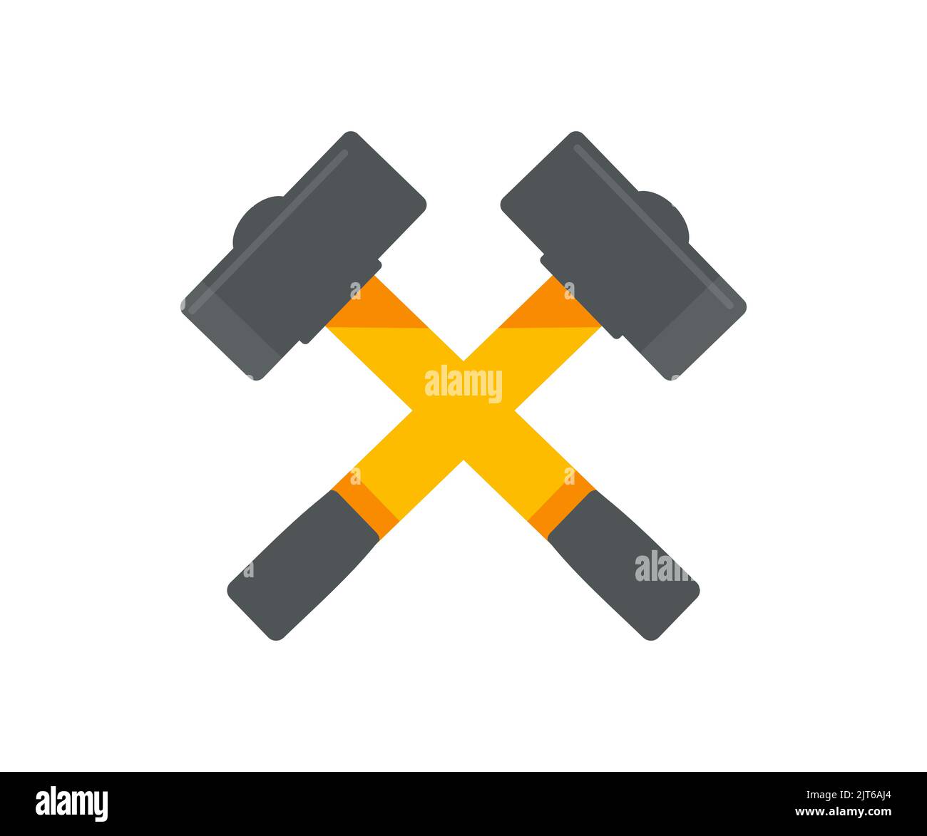 Crossed hammers joiner's tools, hand tools, simple shape, for graphic