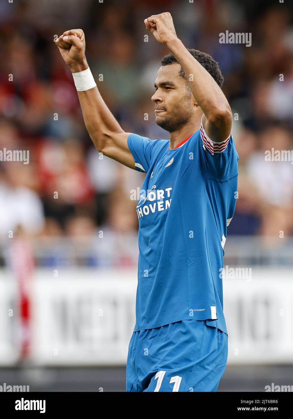 Utrecht, Netherlands. 28th Aug, 2022. ROTTERDAM - Cody Gakpo of PSV Eindhoven celebrates 5-0 during the Dutch Eredivisie match between sbv Excelsior and PSV Eindhoven at the Van Donge & De Roo Stadium on August 28, 2022 in Rotterdam, Netherlands. ANP PIETER STAM DE YOUNG Credit: ANP/Alamy Live News Stock Photo