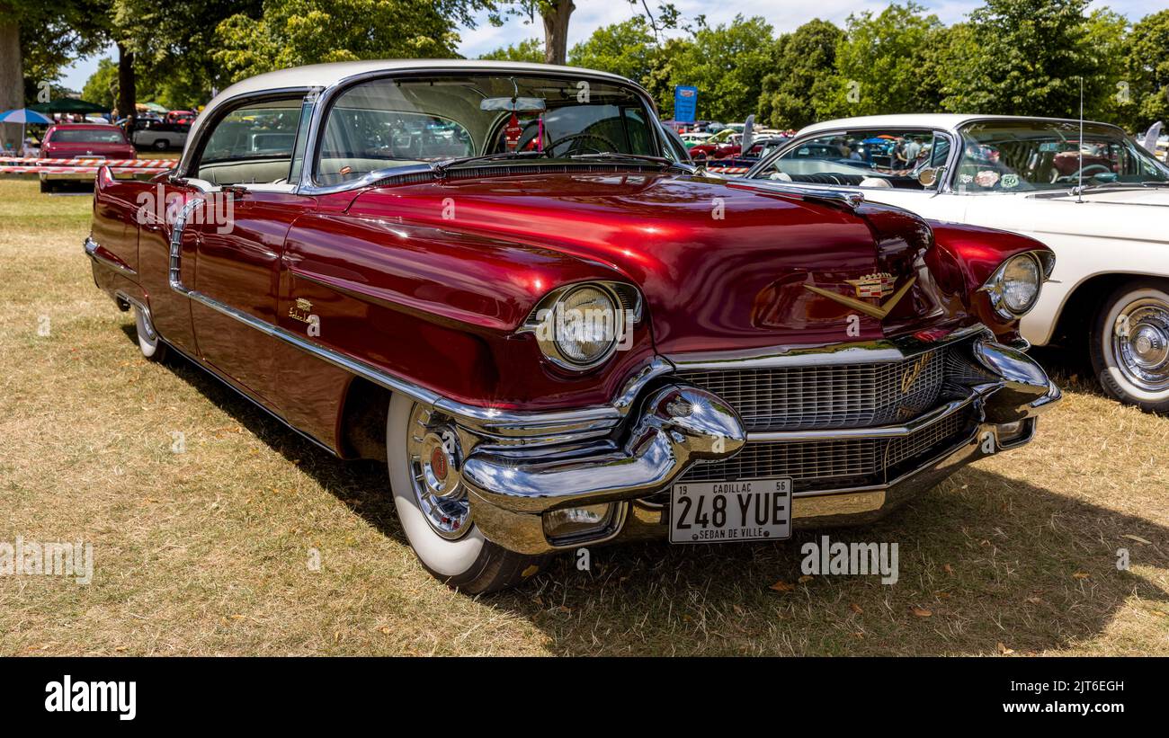 1956 Cadillac Series 62 Coupe deVille ‘248 YUE’ on display at the American Auto Club Rally of the Giants, held at Blenheim Palace on the 10 July 2022 Stock Photo