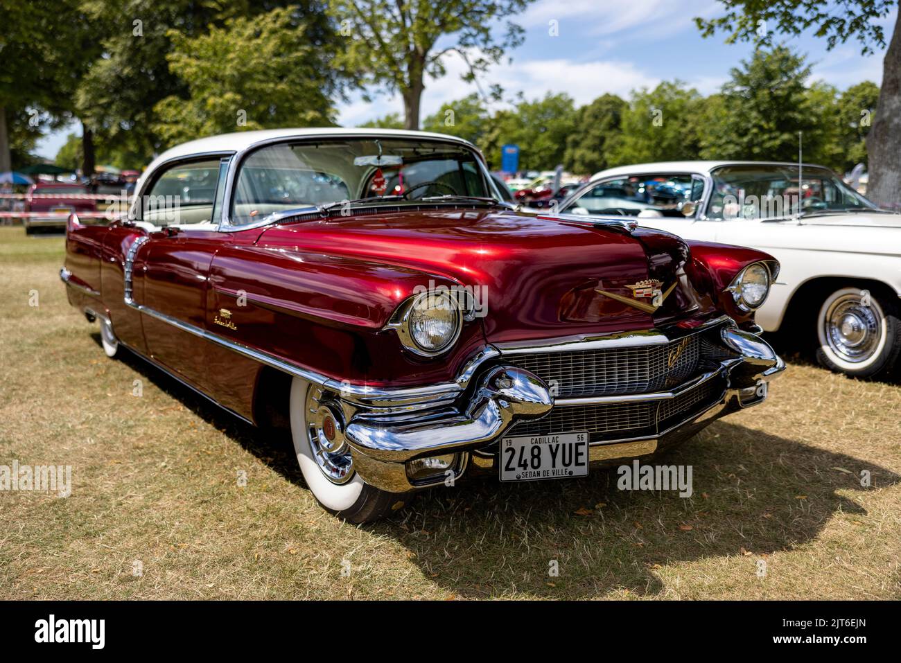 1956 Cadillac Series 62 Coupe deVille ‘248 YUE’ on display at the American Auto Club Rally of the Giants, held at Blenheim Palace on the 10 July 2022 Stock Photo