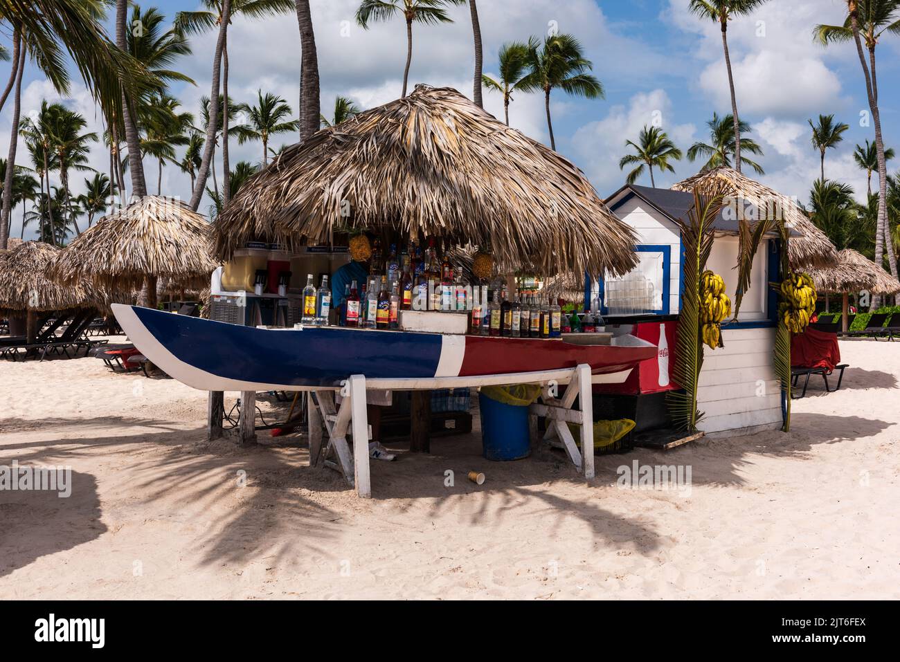 Punta Cana/ Dominican Republic - June 10, 2016: Tiki Hut Beach Bar on Playa Bavaro. Stock Photo