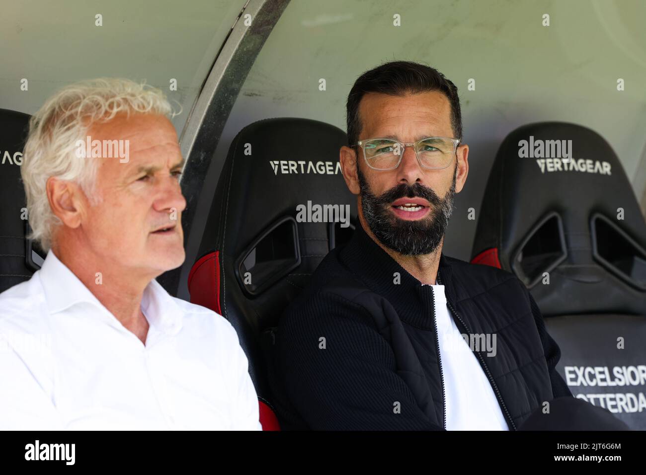Rotterdam, Netherlands. 28th Aug, 2022. ROTTERDAM, NETHERLANDS - AUGUST 28: Assistant Fred Rutten next to headcoach Ruud van Nistelrooy of PSV during the Dutch Eredivisie match between Excelsior Rotterdam and PSV Eindhoven at Van Donge & De Roo Stadion on August 28, 2022 in Rotterdam, Netherlands (Photo by Herman Dingler/Orange Pictures) Credit: Orange Pics BV/Alamy Live News Stock Photo