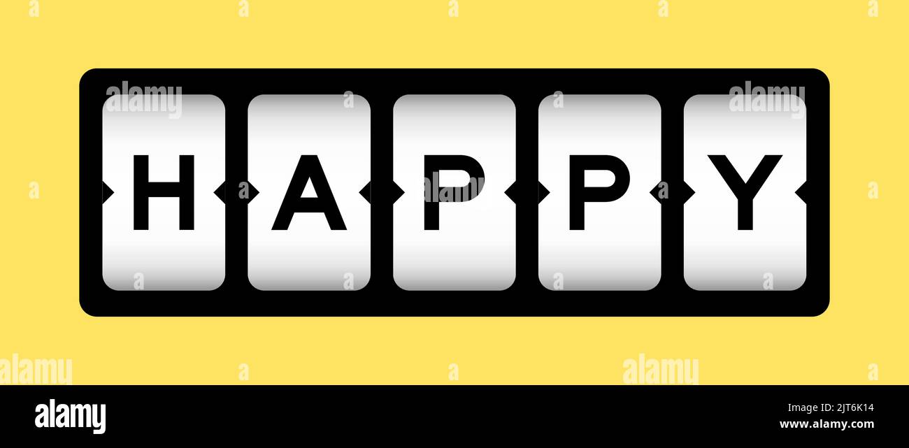 Black color in word happy on slot banner with yellow color background ...