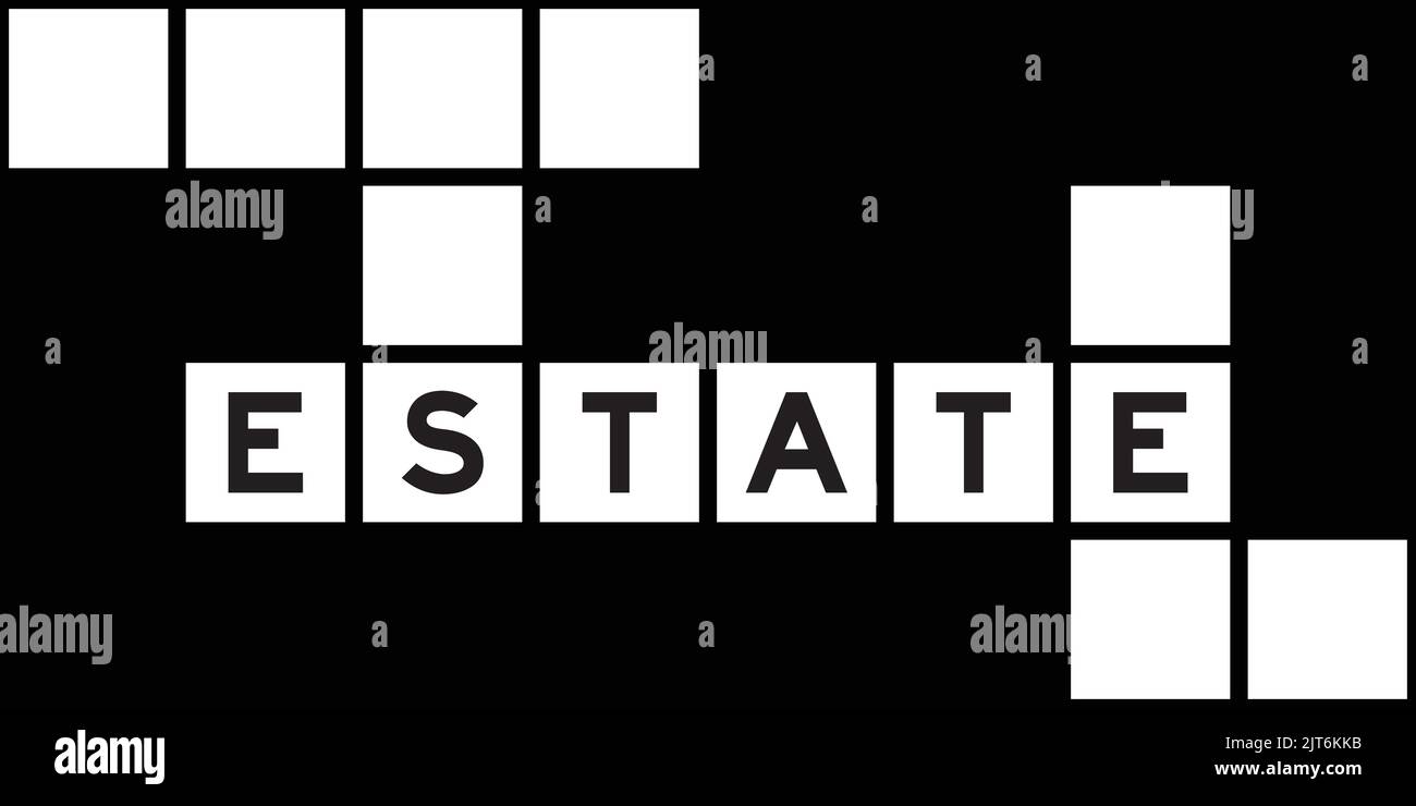 Alphabet letter in word estate on crossword puzzle background Stock Alphabet letter in word estate on crossword puzzle background Stock