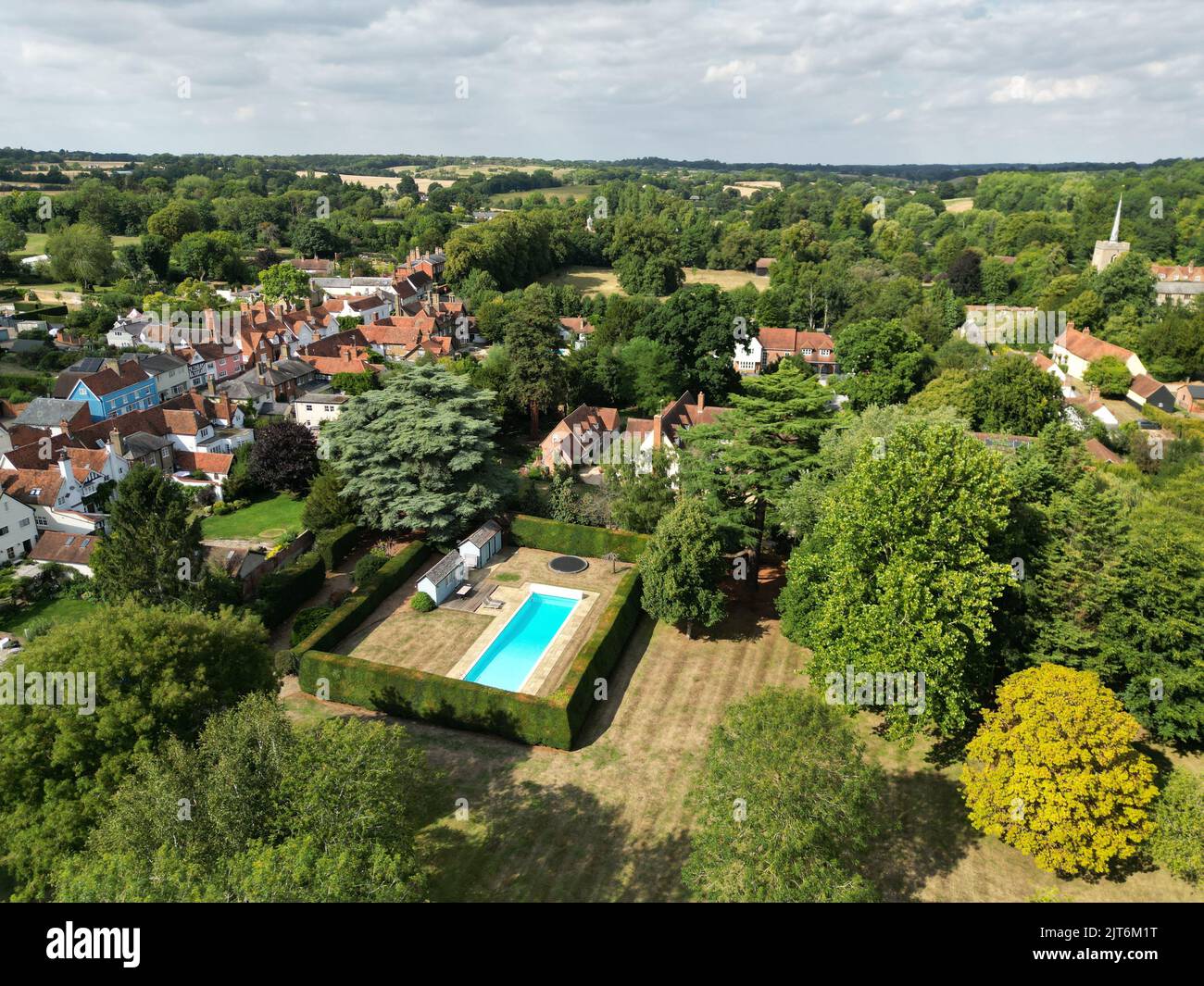 Large houses in Much Hadham Typical Historic English Village Hertfordshire Aerial view Stock