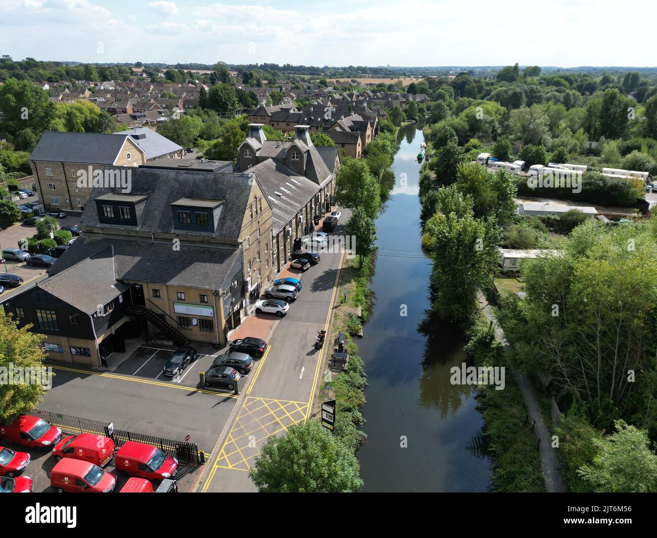 Apartments River Stort Sawbridgeworth Hertfordshire UK aerial view