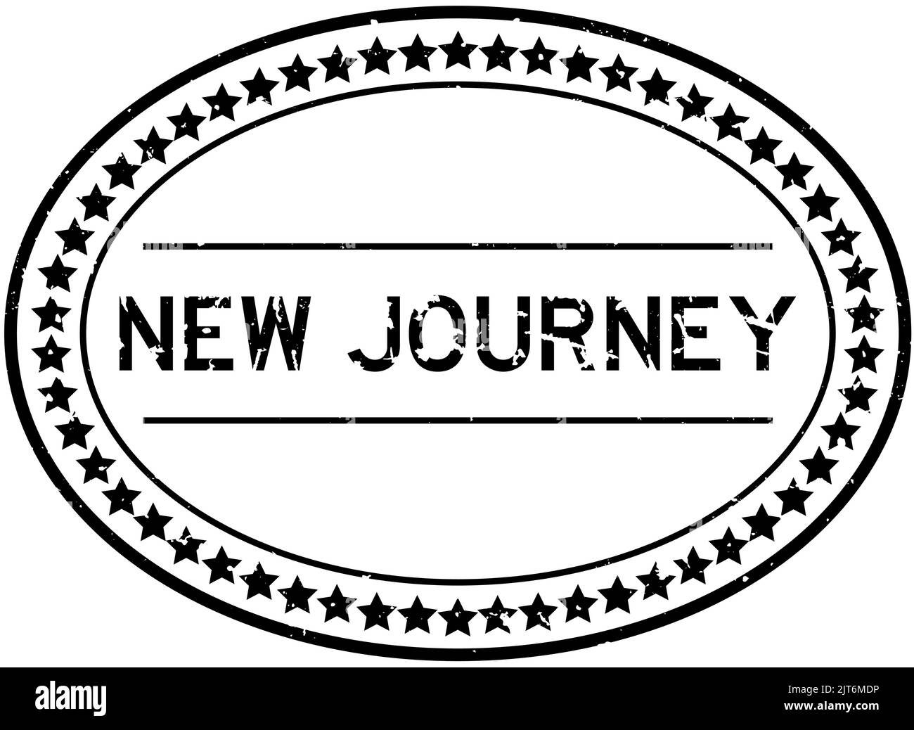 Grunge black new journey word oval rubber seal stamp on white background Stock Vector