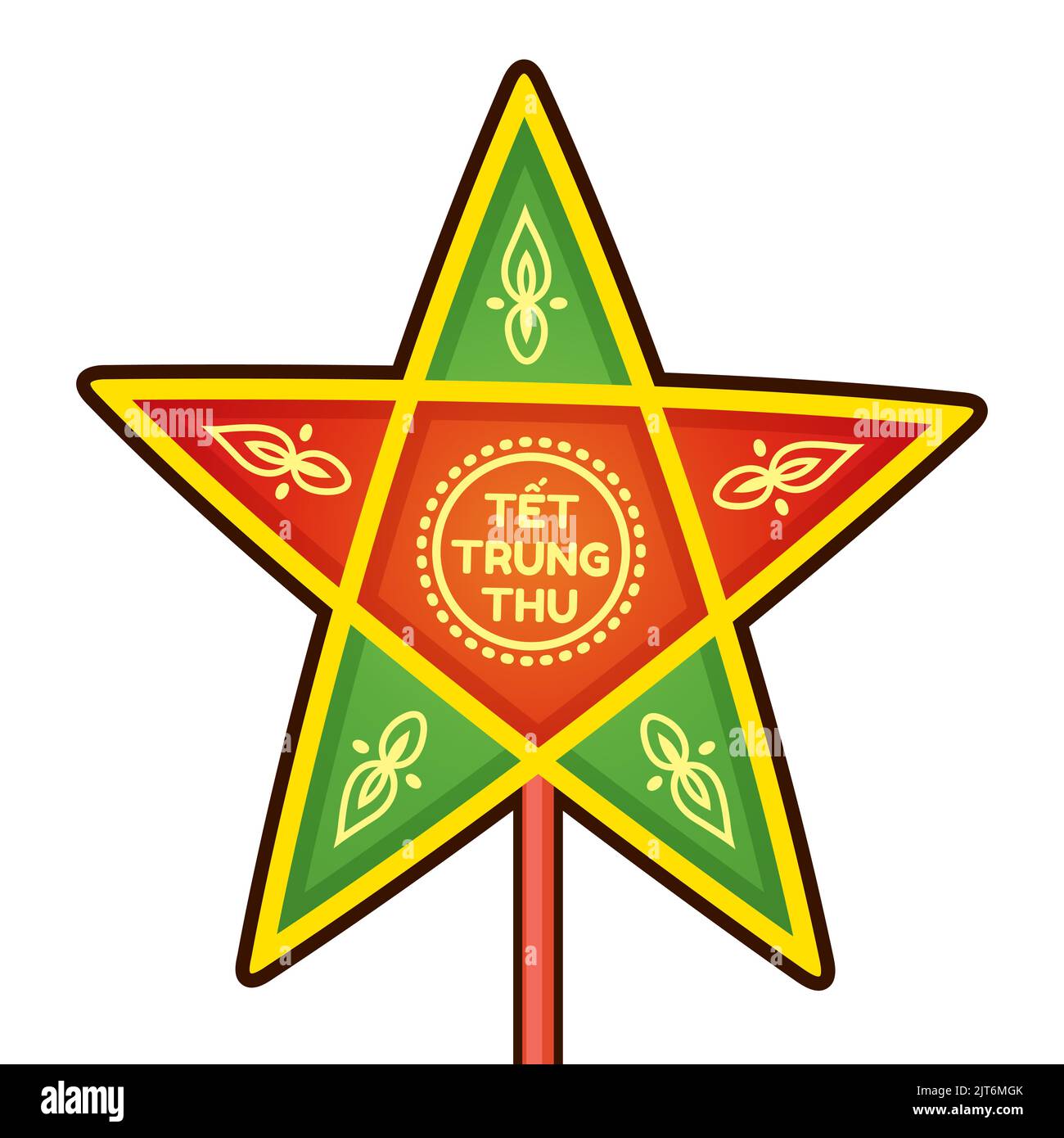 Traditional Vietnamese star lantern (Đèn Ông Sao). Tết Trung Thu means Mid-Autumn Festival in Vietnam. Vector clip art illustration. Stock Vector