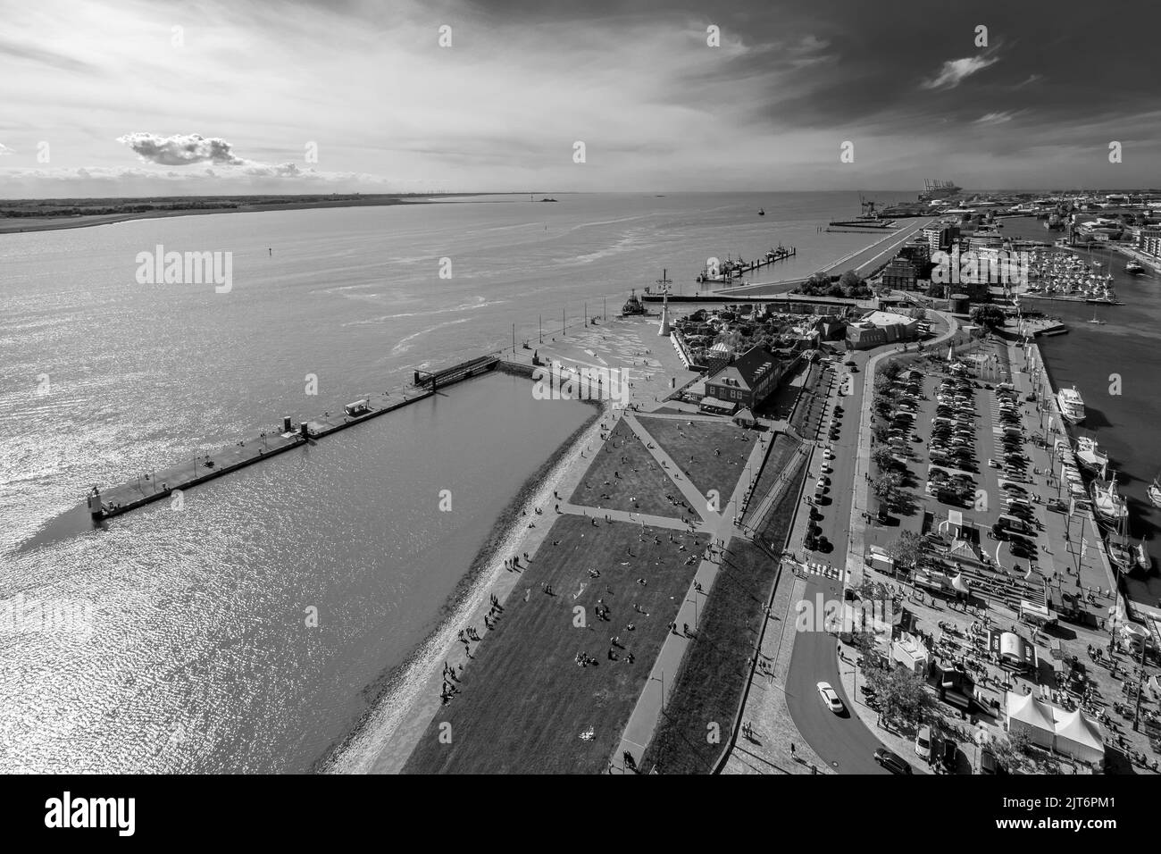 Port harbor view Black and White Stock Photos & Images - Alamy