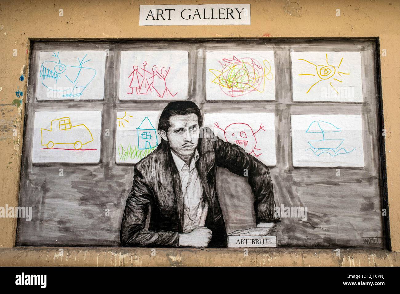 Paris, France. 28th Aug, 2022. The street artist Levalet's drawings and