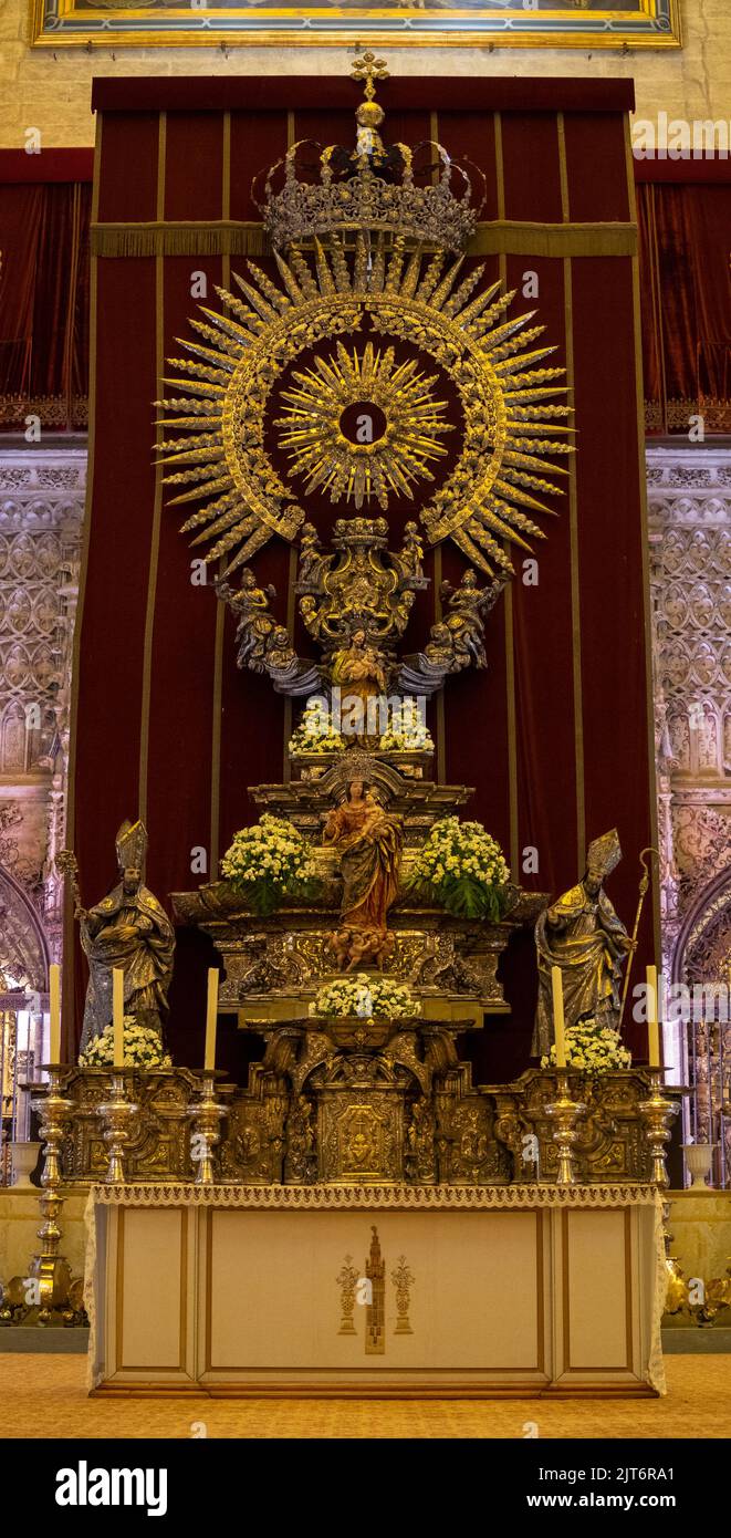 Jubilee silver altar, Seville Cathedral Stock Photo