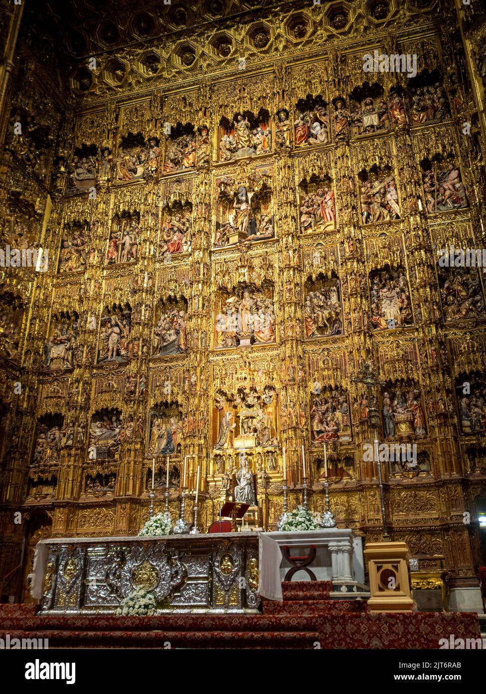 Altarpiece of Seville Cathedral Main Chapel Stock Photo