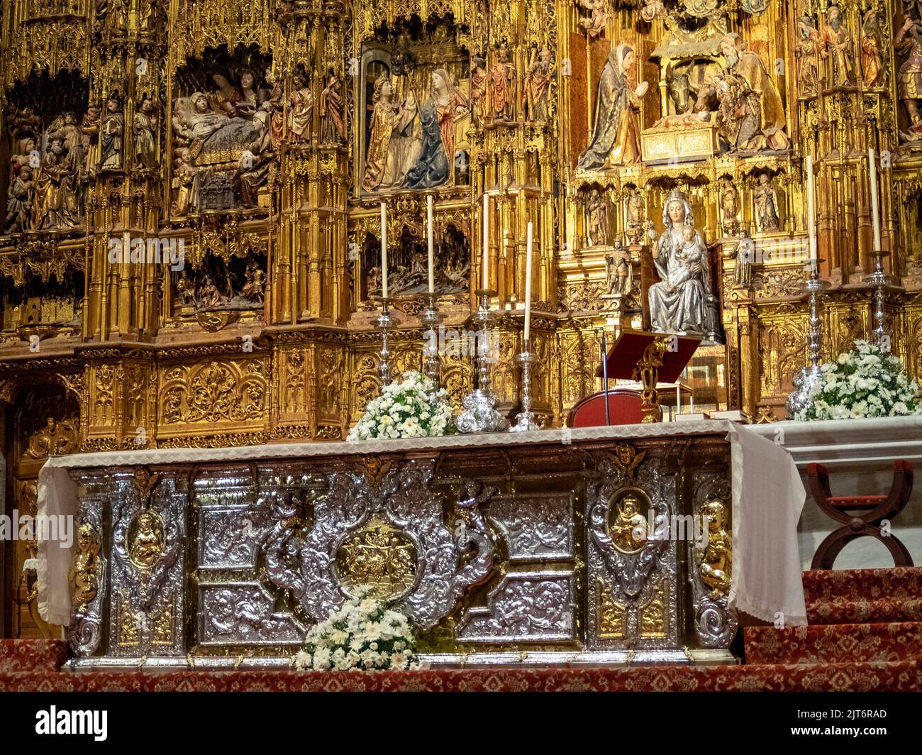 Altar of the Seville Cathedral Main Chapel Stock Photo