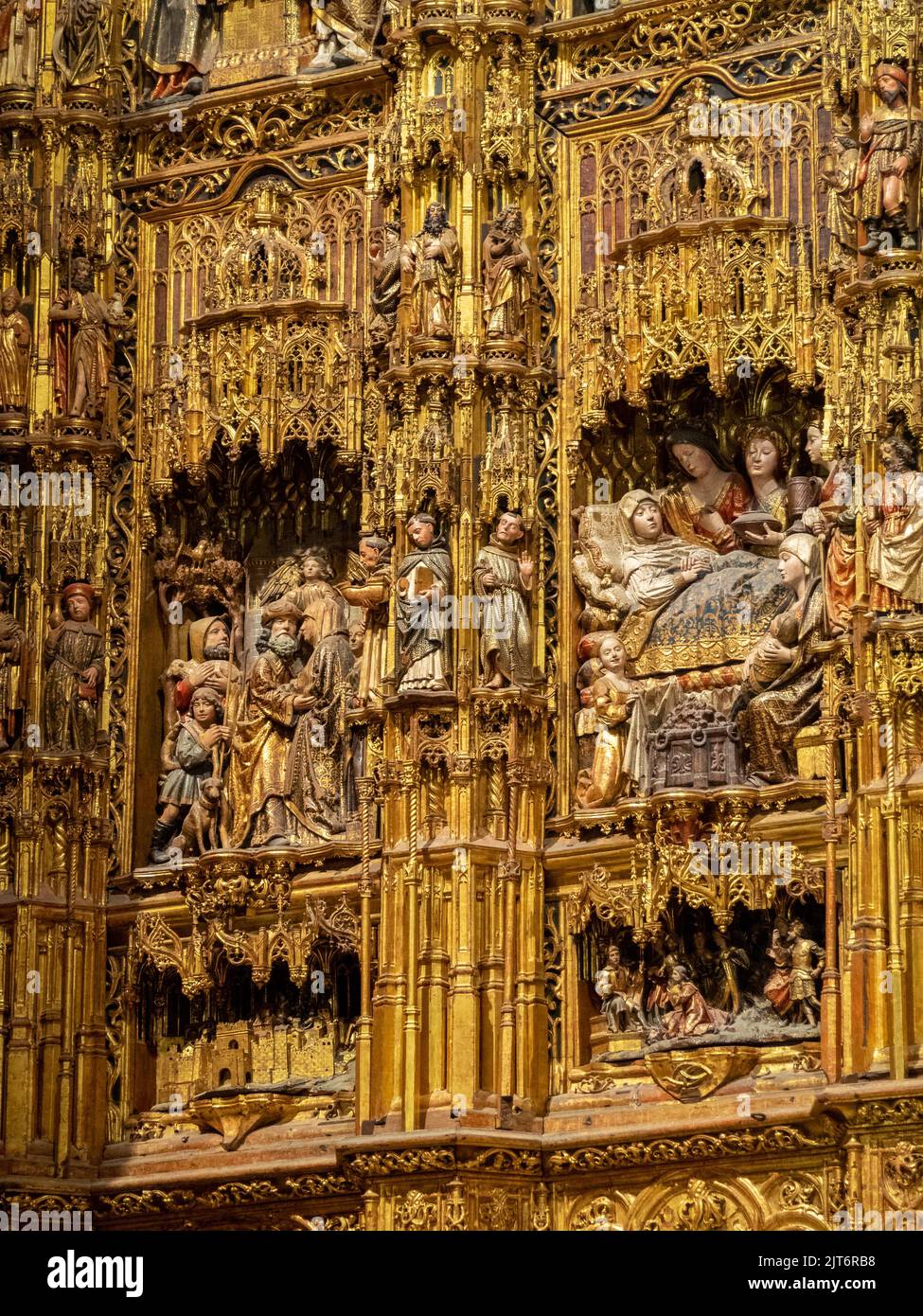 Detail of the altarpiece of Seville Cathedral Main Chapel Stock Photo