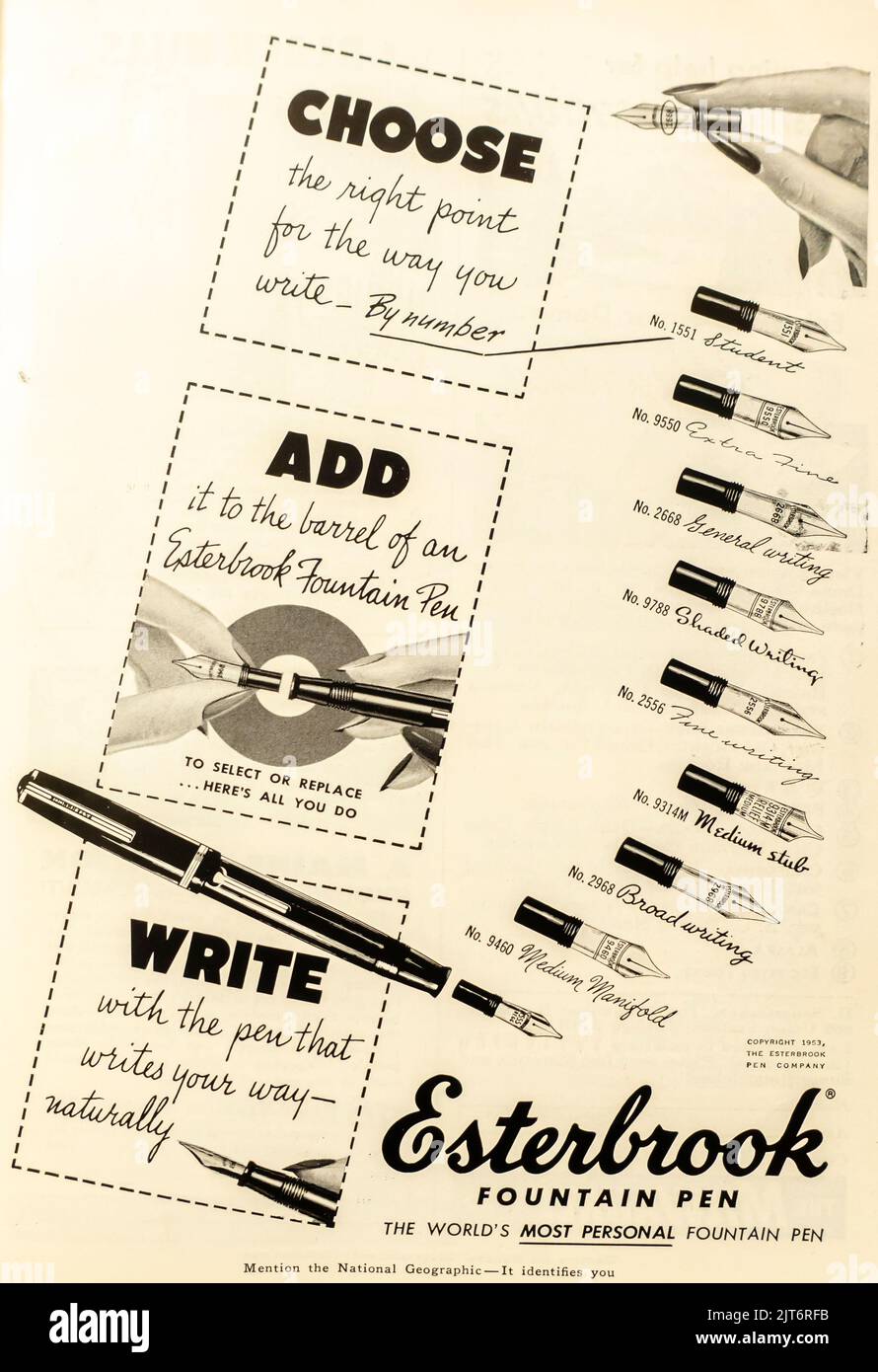 1950s advertisement esterbrook fountain pen hires stock photography and images Alamy