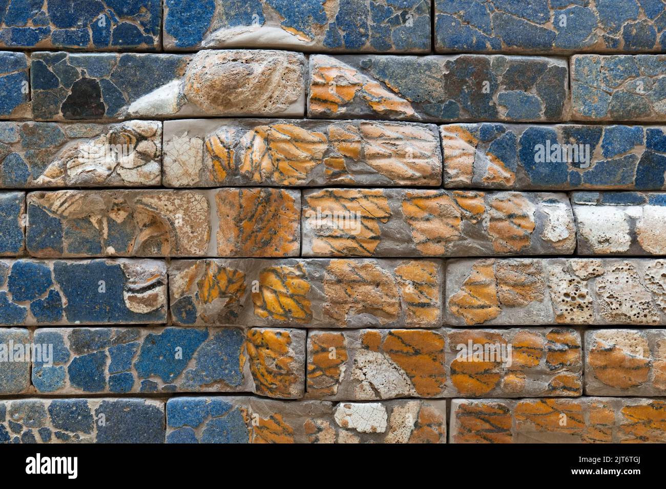 Babylonian Lion on the Ishtar Gate, Babylon. Pergamonmuseum, Berlin. Stock Photo