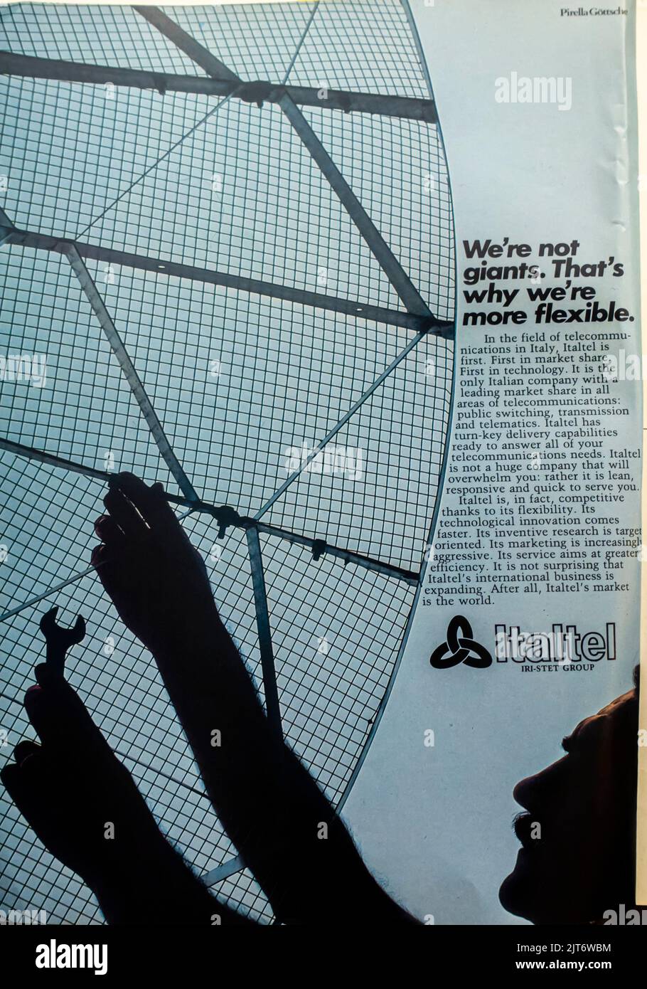 Italtel advertisement placed inside NatGeo magazine< September 1983 Stock Photo